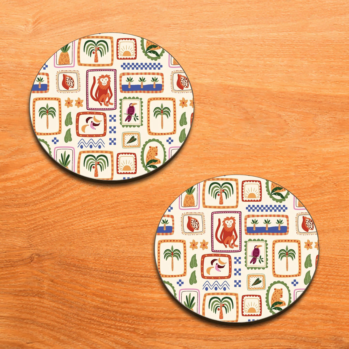 Tropical Jungle patchwork seamless pattern Combo Mugs and Coaster(Set of 2 Mugs and 2 coasters) 330 ml Coffee Mug