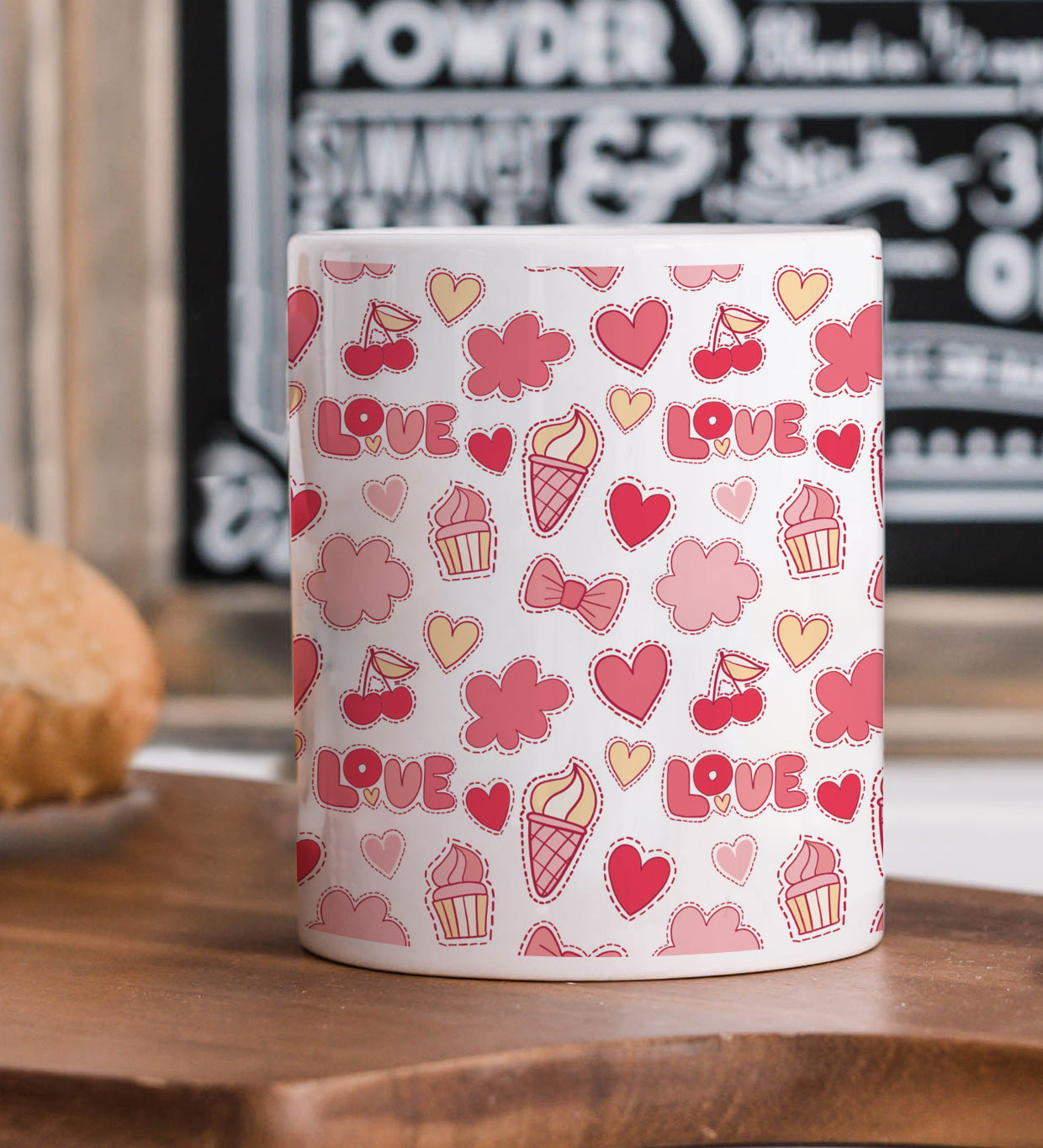 Retro pattern of decorative love elements design White 330 ml Coffee Mug