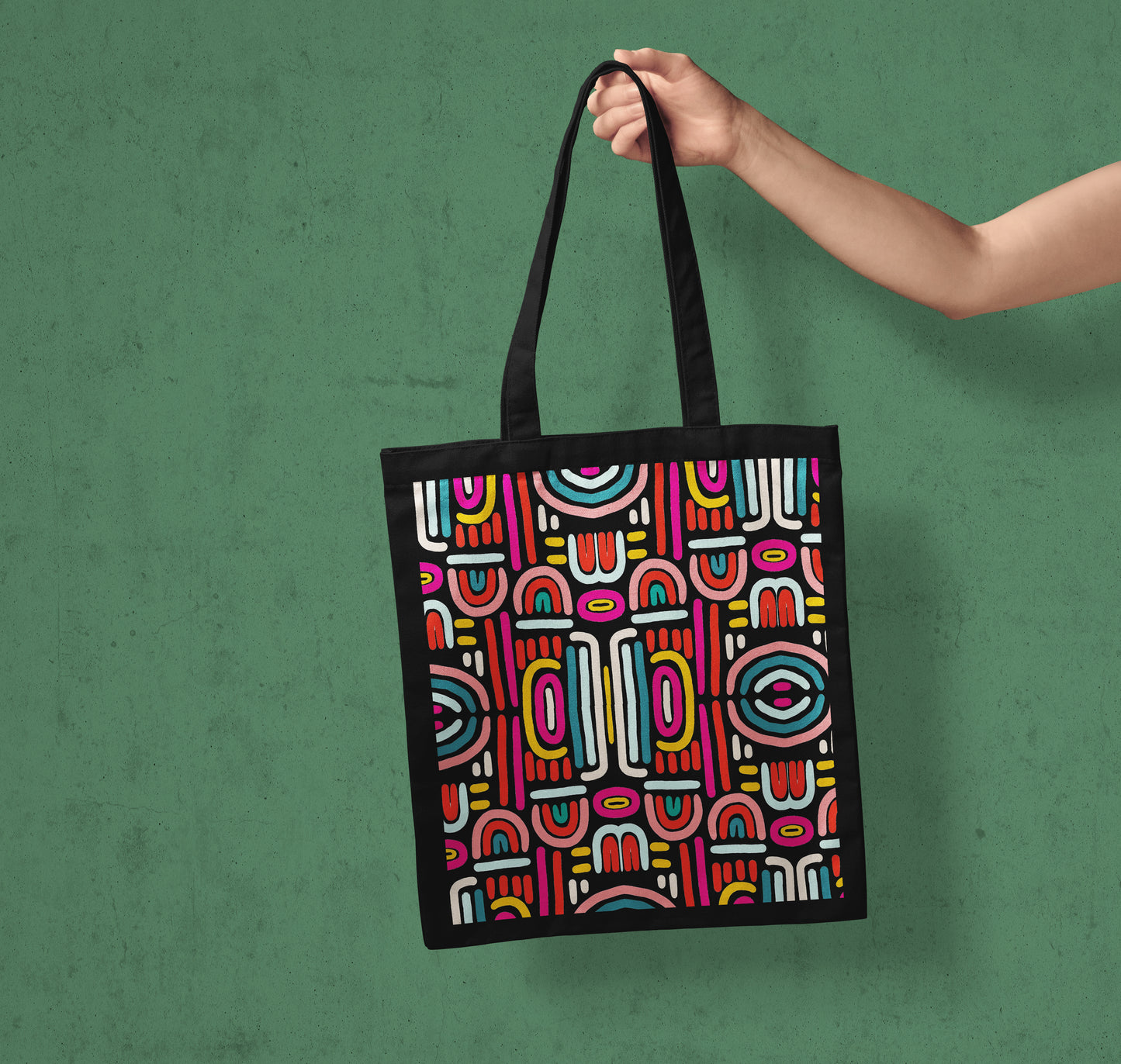 Abstract Rainbow Stripes Design Tote Bag (14 X 16 Inches) Tote bag For Shopping, College, Travel