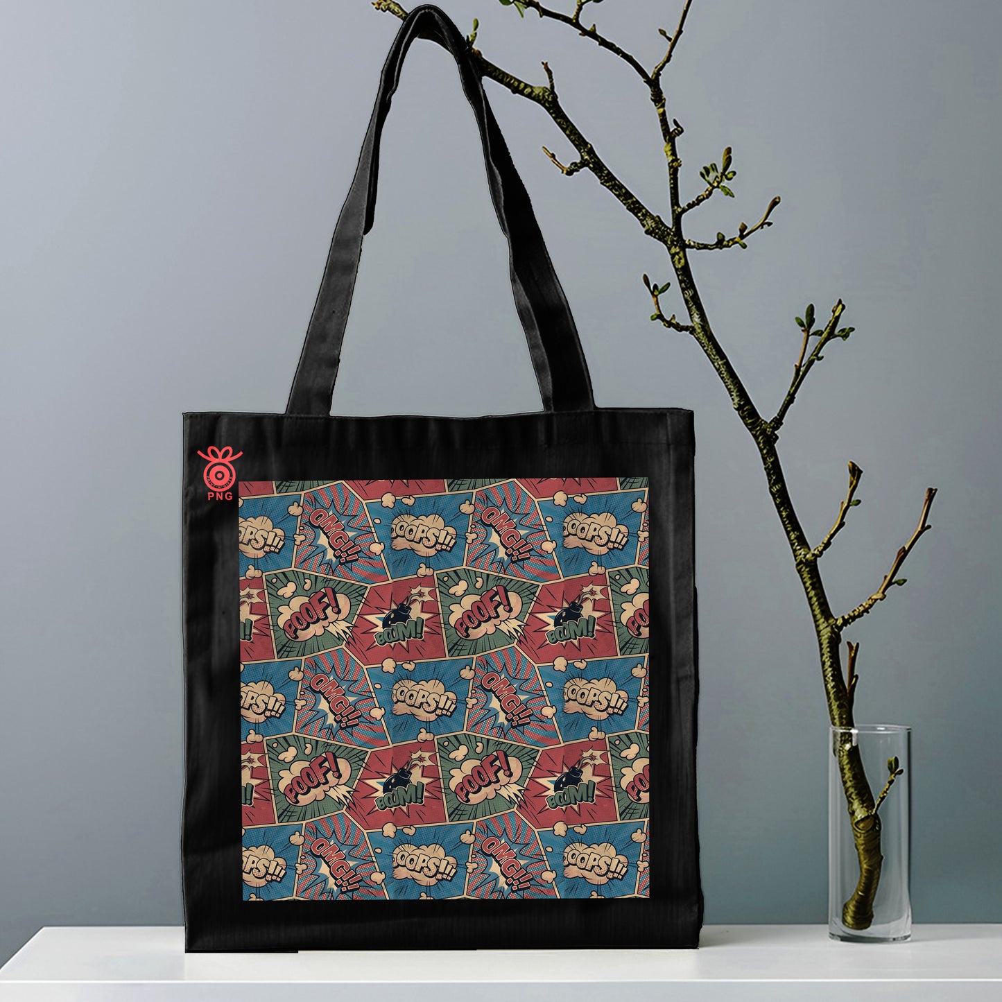 Comic Bubbles Seamless Design Tote Bag (14 X 16 Inches) For Shopping, College, Travel