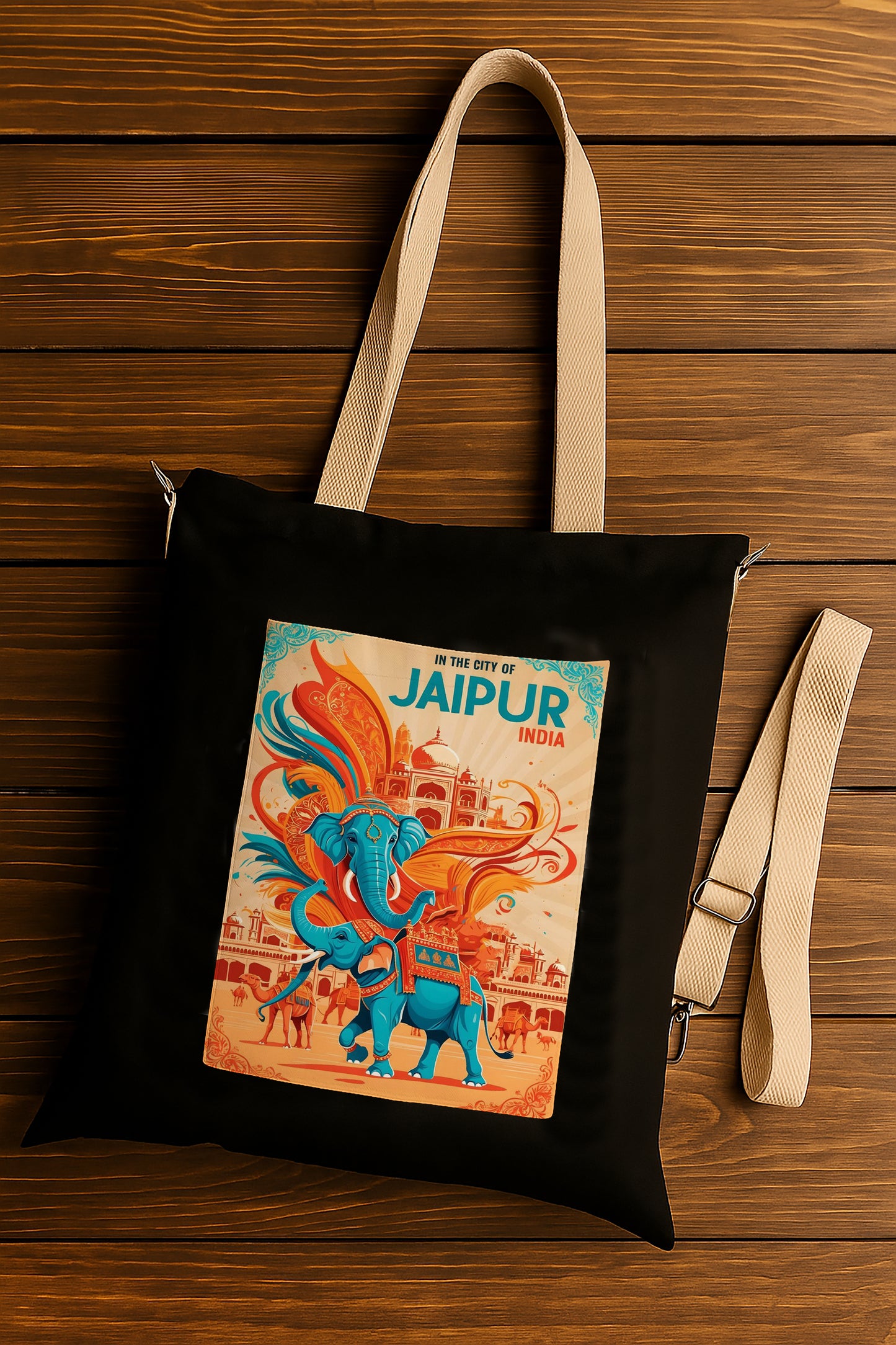 Jaipur Printed Women's Girls Cross Body Sling Bag with Extra Front Pocket, College Bag for Girls, Tote Bag for Shopping,Travel