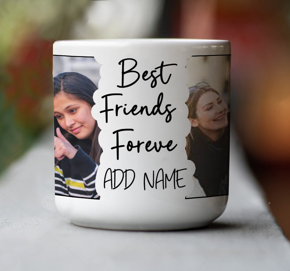 Best Friend forever personailzed two photos inner heart cut magic mug 330 ml Coffee Mug