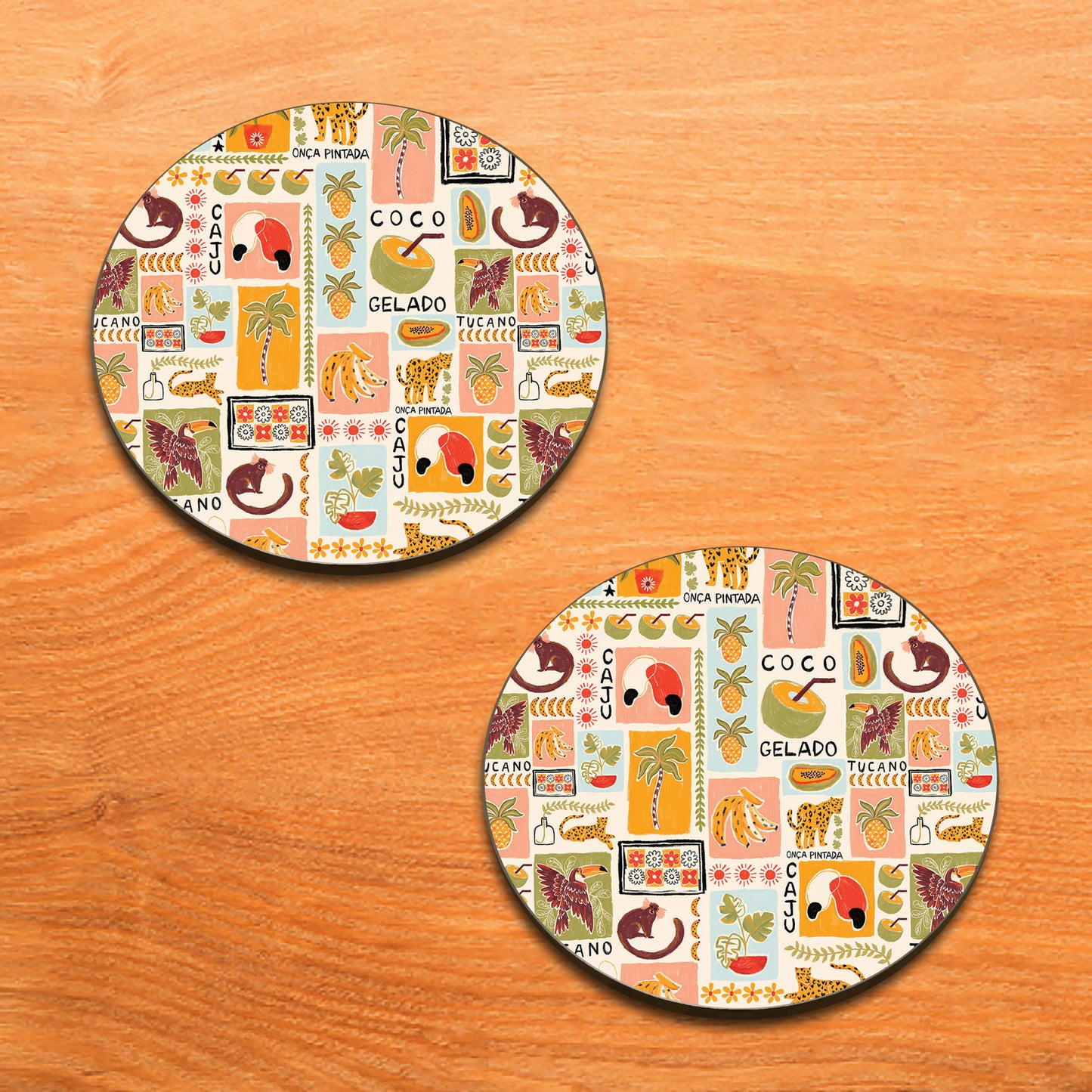 Tropical patchwork seamless pattern Combo Mugs and Coaster(Set of 2 Mugs and 2 coasters) 330 ml Coffee Mug