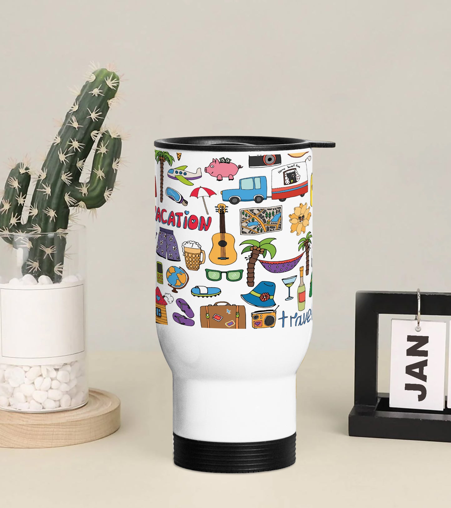 Seamless vector tropical vacation and travel pattern Printed 350ML Travel MUG
