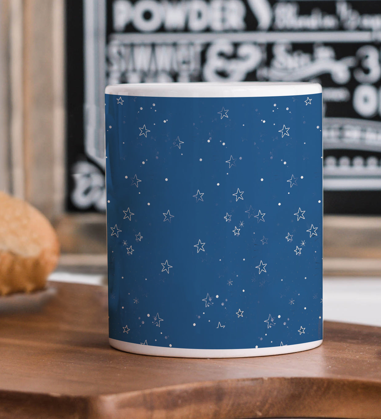 Cat illustration Pattern Printed 330 ml White Coffee Mug with Square Shape Wooden Keyring and Chain