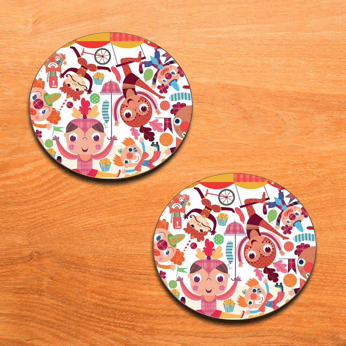 Colorful hand drawn Circus illustration Combo Mugs and Coaster(Set of 2 Mugs and 2 coasters) 330 ml Coffee Mug