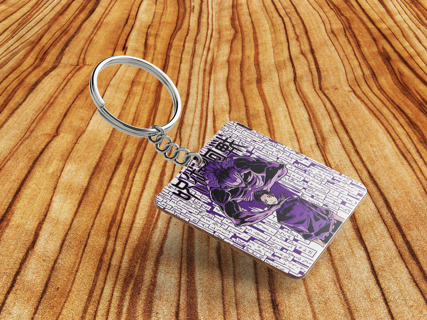 Okkotsu Yuta Jujutsu Kaisen Printed Square Shape Wooden Keyring with Chain