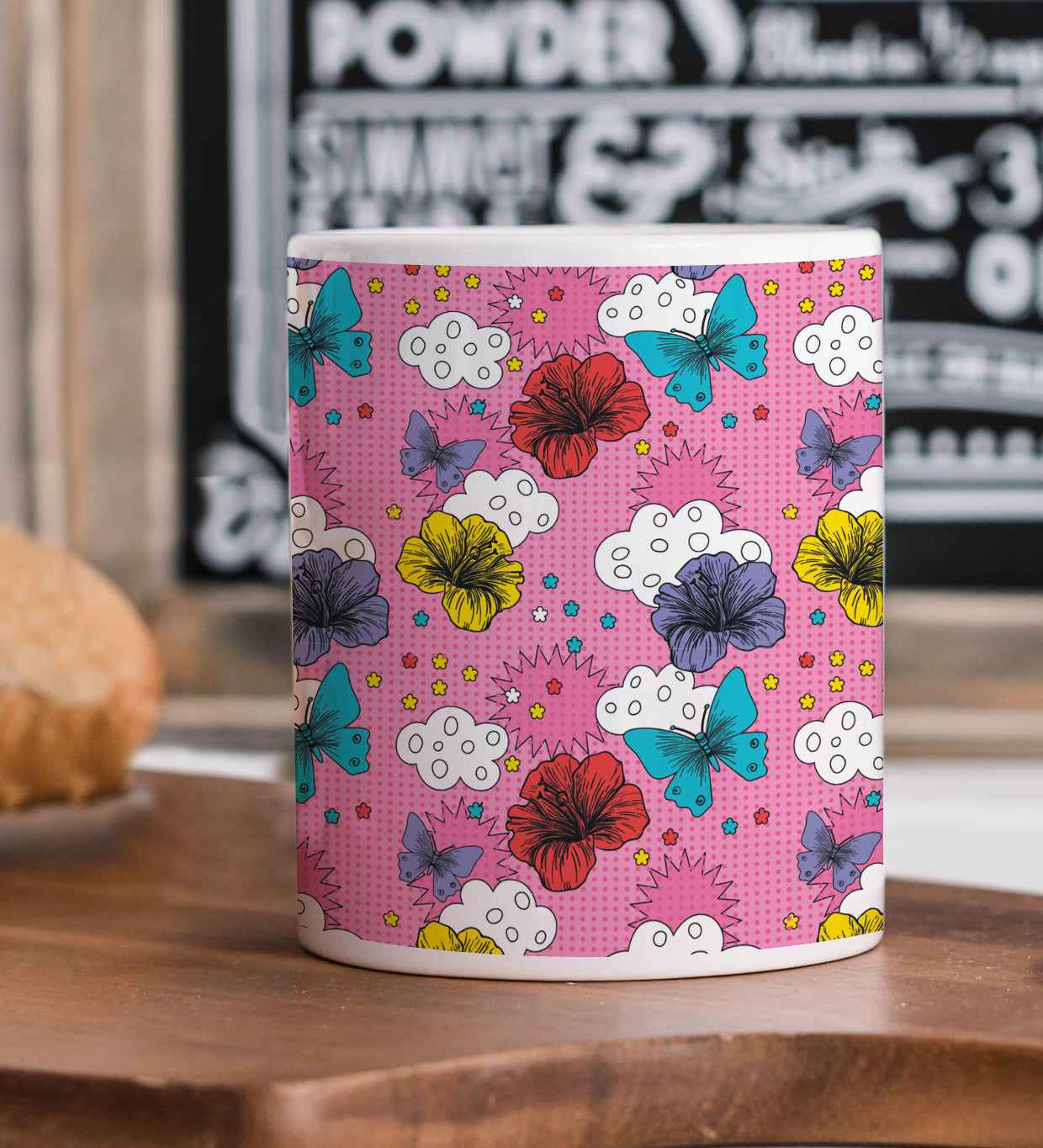 Hand Drawn Kitschy Pattern Mug and Keychain Combo 330 ml Coffee Mug