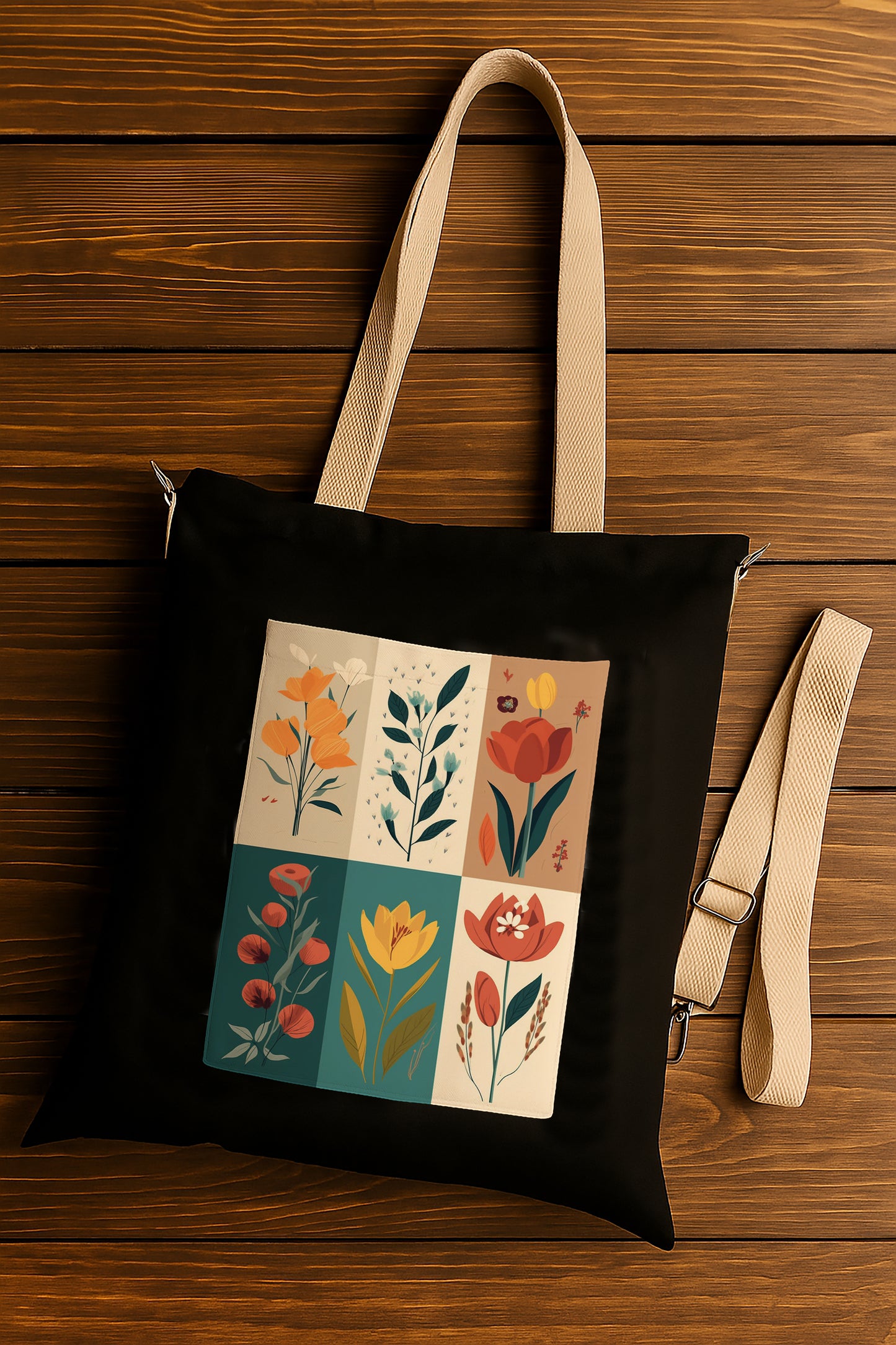 Flower art Printed Women's Girls Cross Body Sling Bag with Extra Front Pocket, College Bag for Girls, Tote Bag for Shopping,Travel