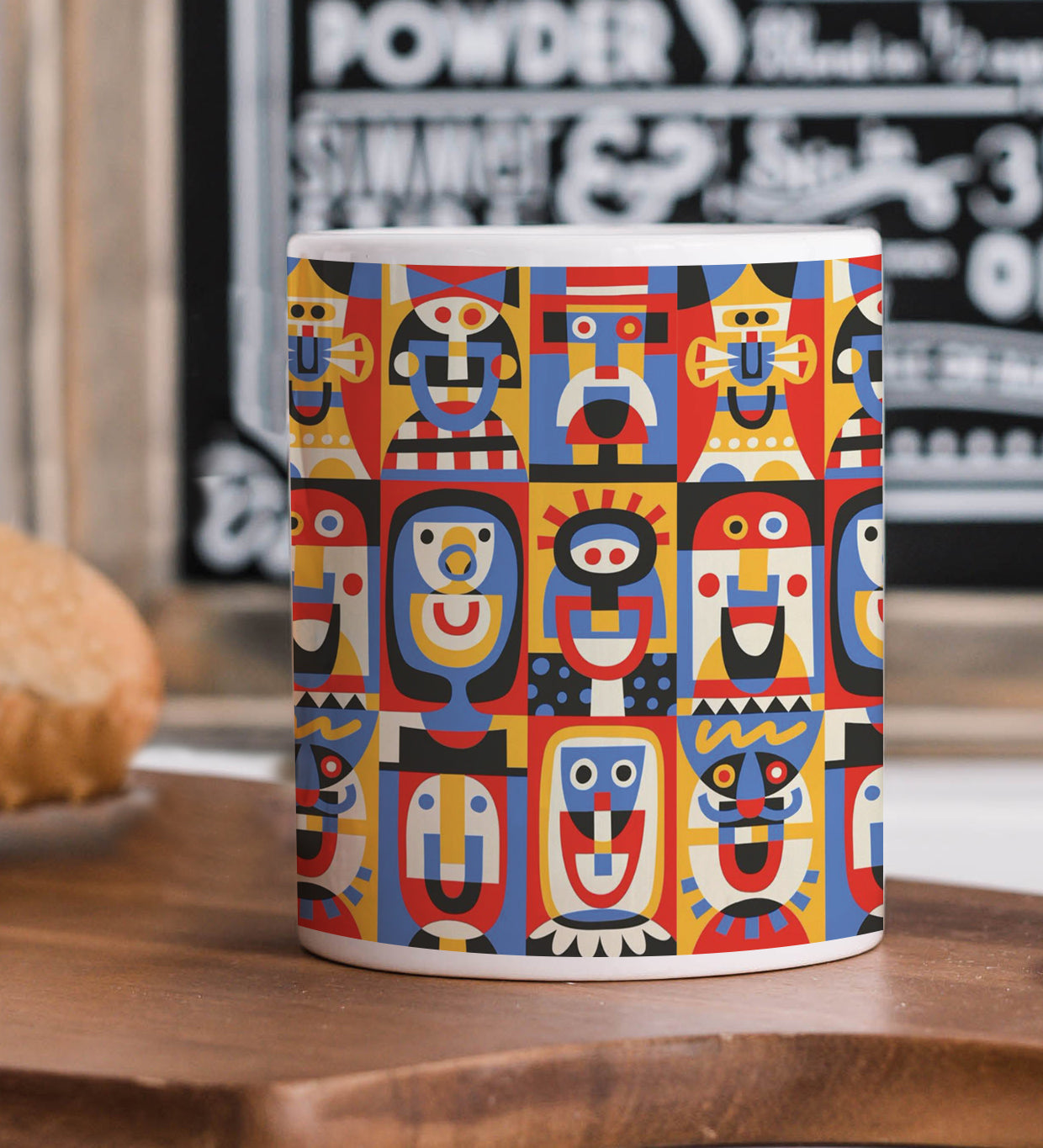 Smiling Faces Fine Art Design Mug and Keychain Combo 330 ml Coffee Mug