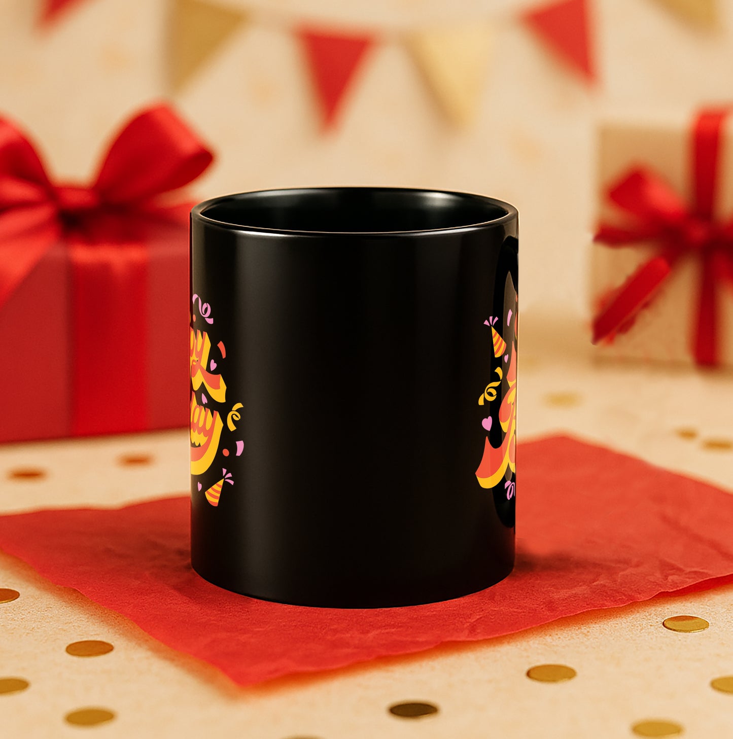 Happy Birthday 330 ml Black Coffee Mug (Pack of 1)