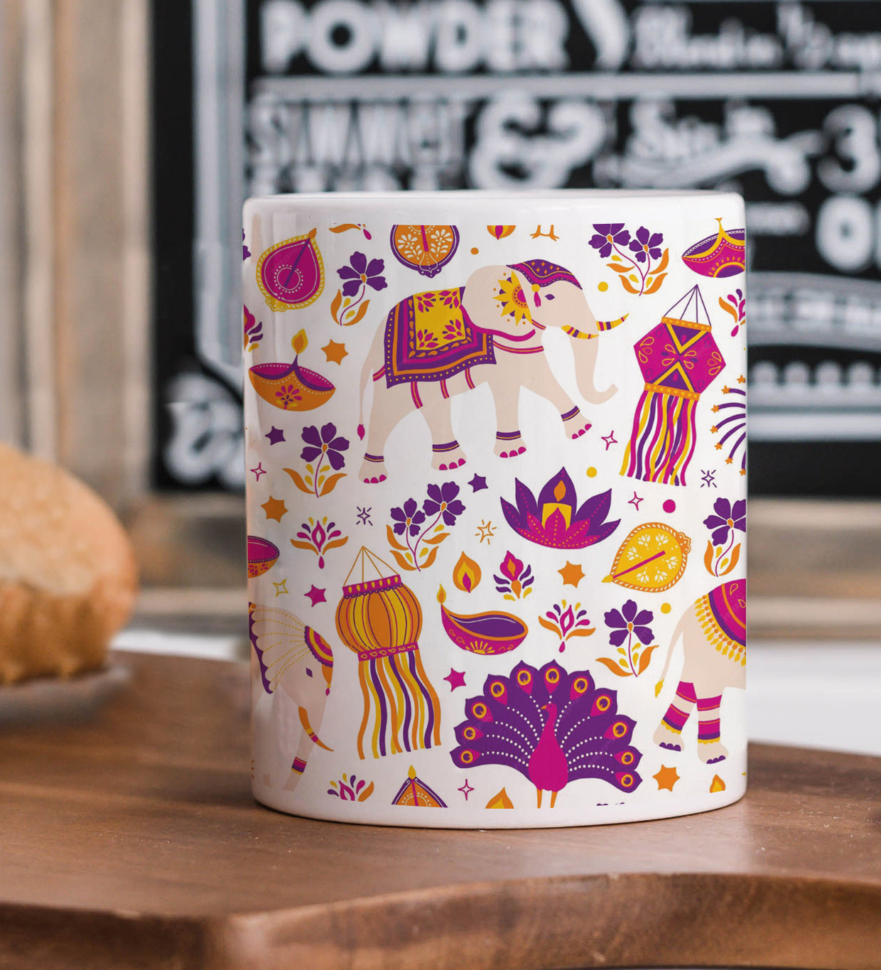 Happy diwali vector elements seamless pattern design White 330 ml Coffee Mug