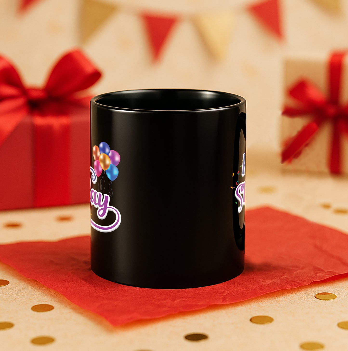 Happy Birthday 330 ml Black Coffee Mug (Pack of 1)
