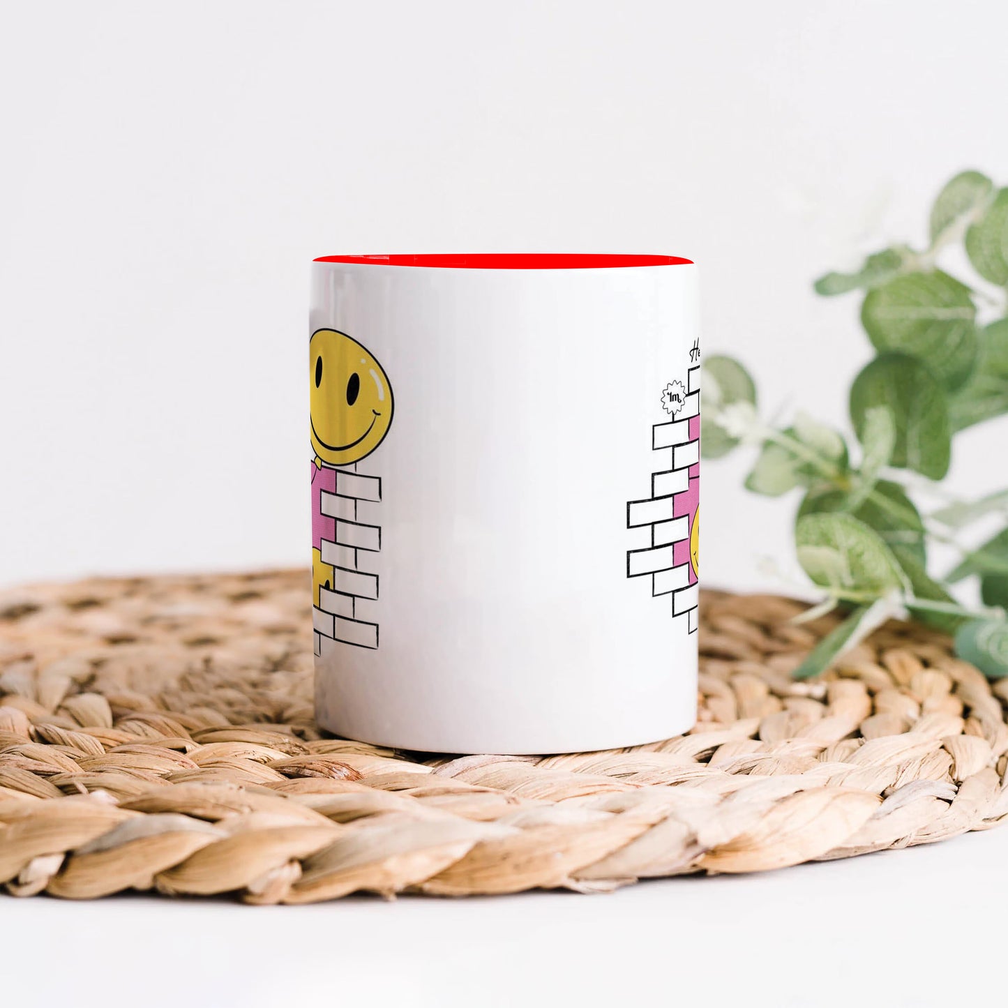 Smile design Red Handle 330 ml Coffee Mug