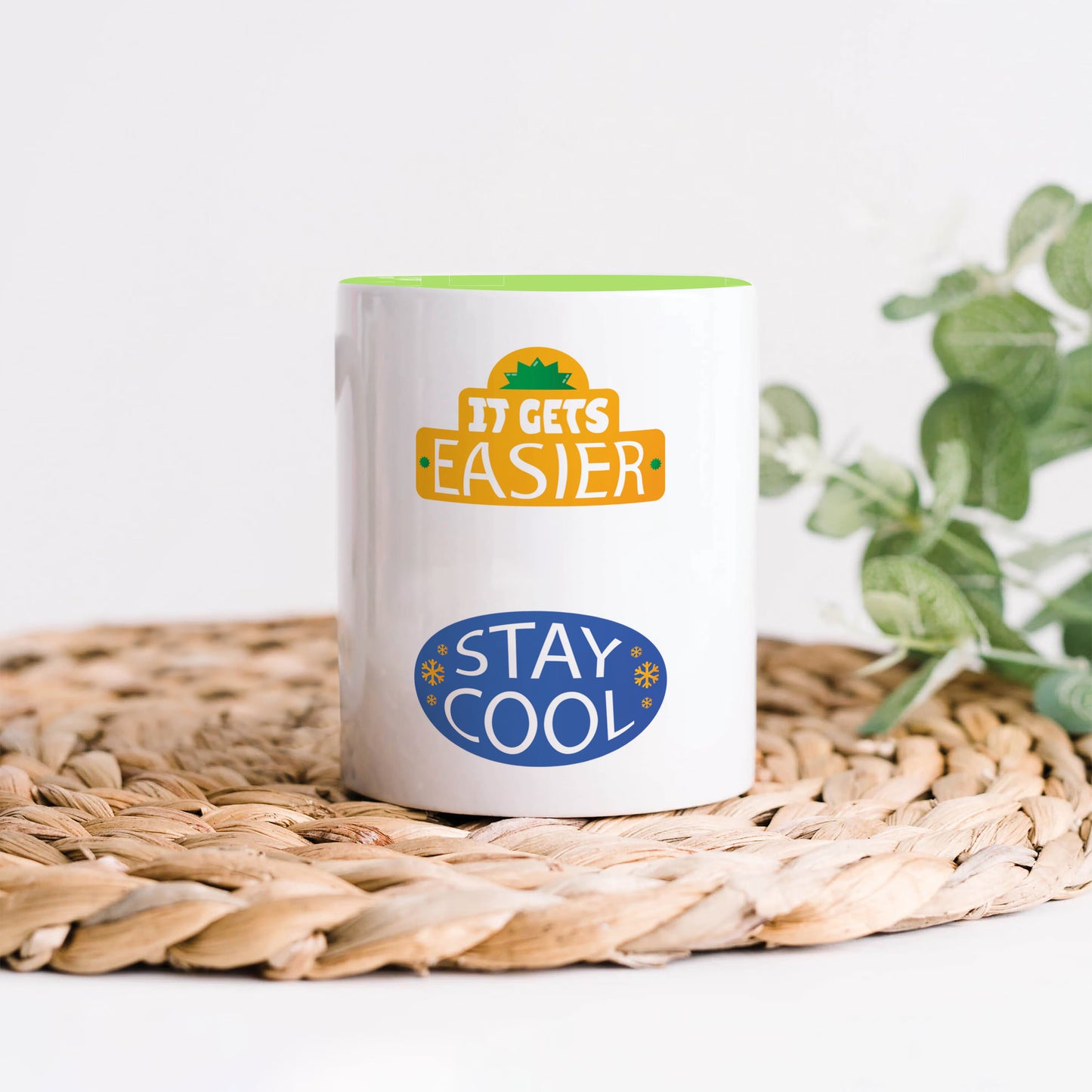 Flat design retro sticker collection Light Green Handle 330 ml Coffee Mug