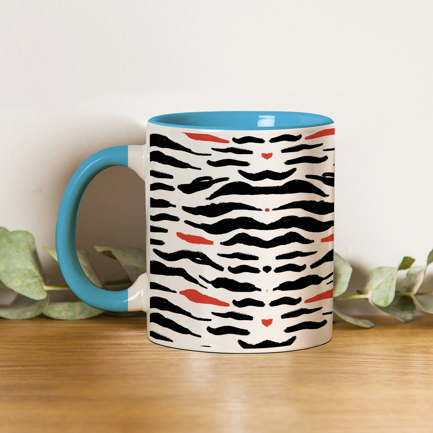 Tiger skin pattern design Pattern Sky Blue Handle 330 ml Coffee Mug
