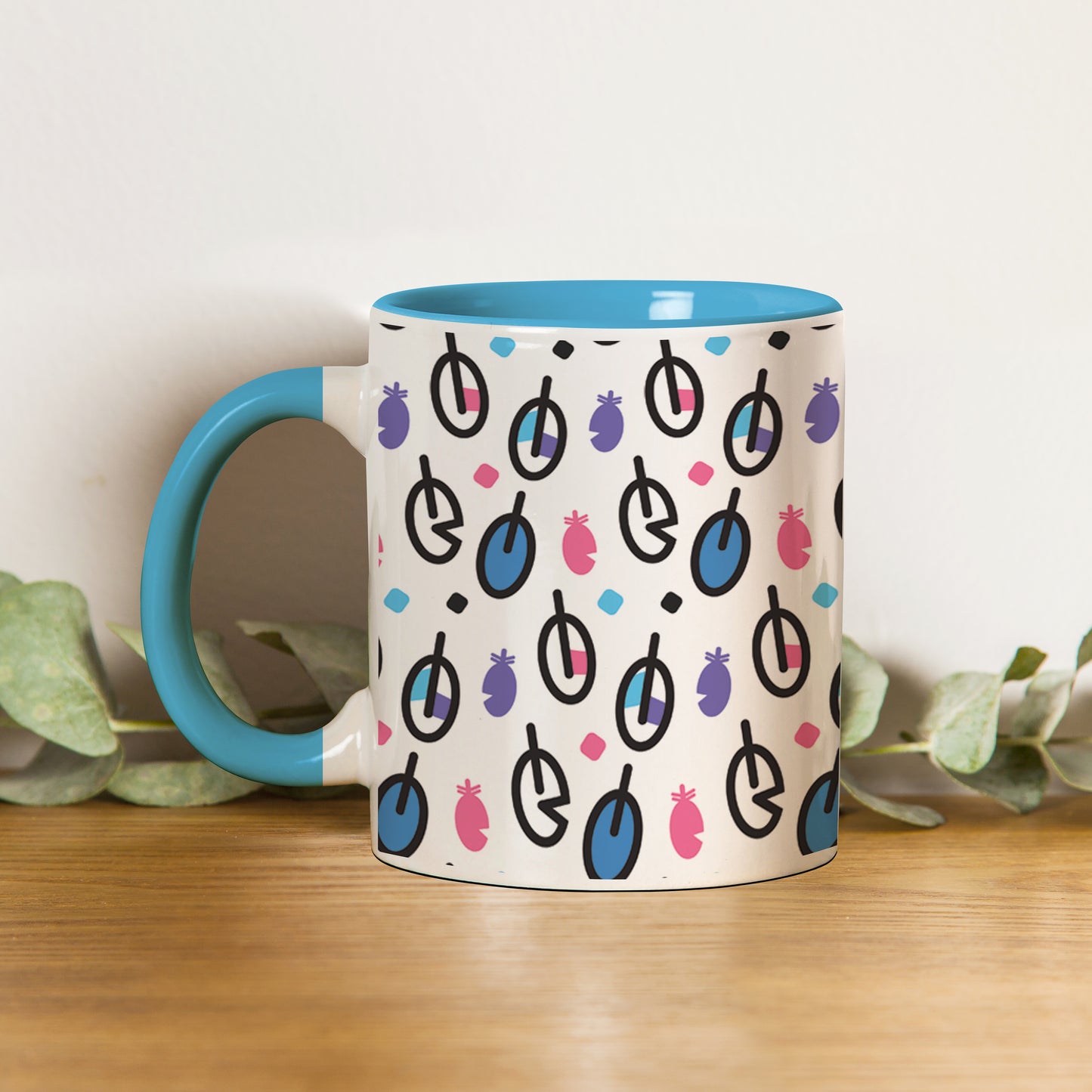 Vector leaves pattern design Pattern Sky Blue Handle 330 ml Coffee Mug