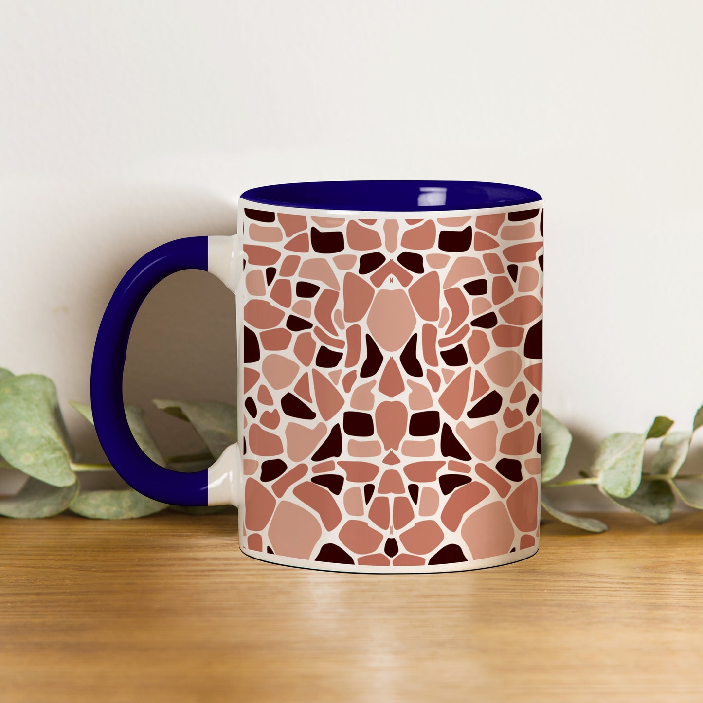 Stone seamless Pattern Dark Blue Handle 330 ml Coffee Mug