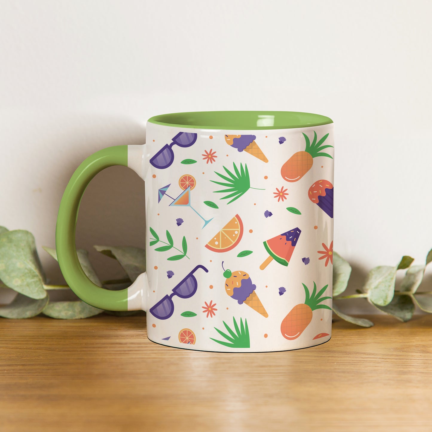 vector Summer pattern design pattern design Pattern Lite Green Handle 330 ml Coffee Mug