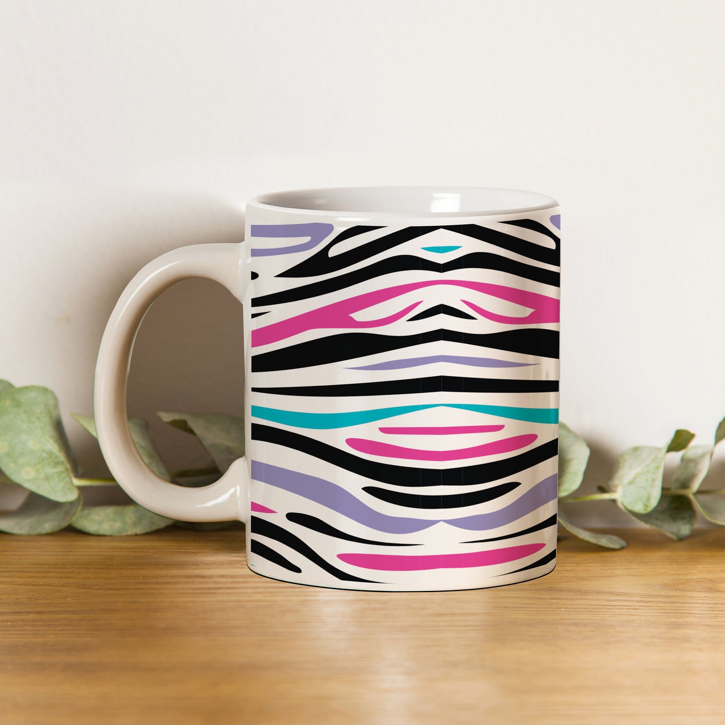 Colorful Tiger Skin with Waving effect White 330 ml Coffee Mug