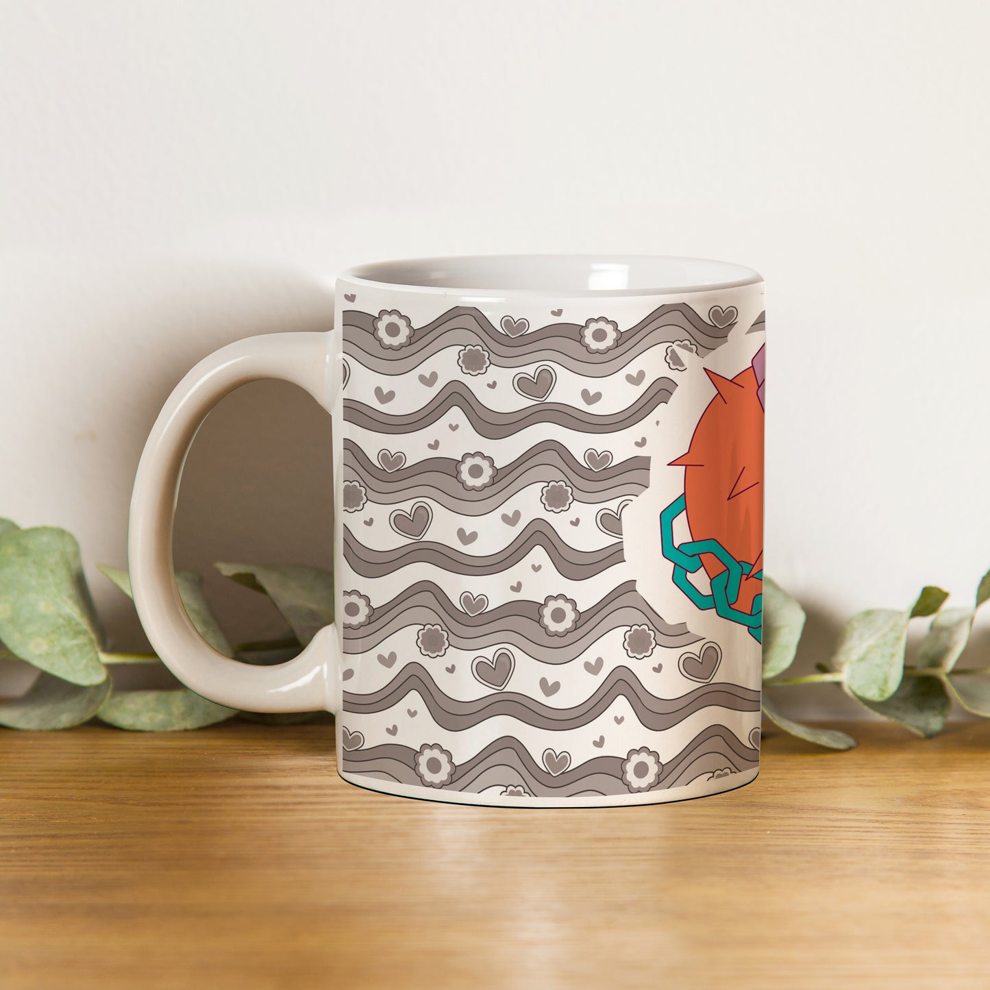 Love chain pattern design White 330 ml Coffee Mug