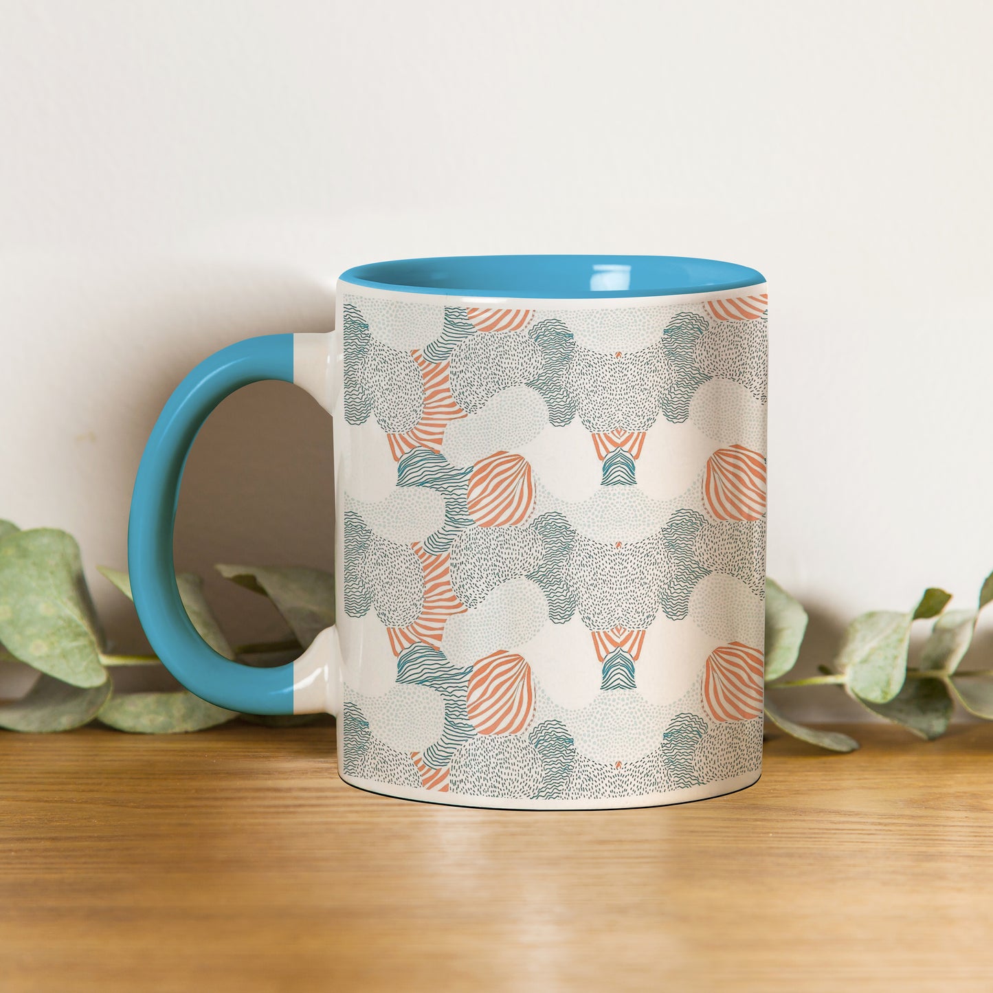 Colorfull hand drawing pattern design Sky Blue Handle 330 ml Coffee Mug