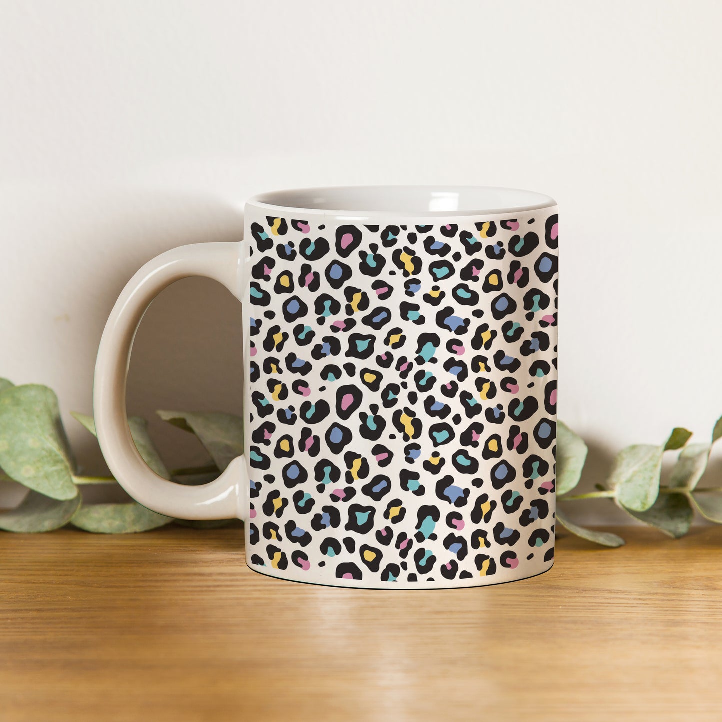 Color full Vector leopard animal motif vector seamless pattern design White 330 ml Coffee Mug