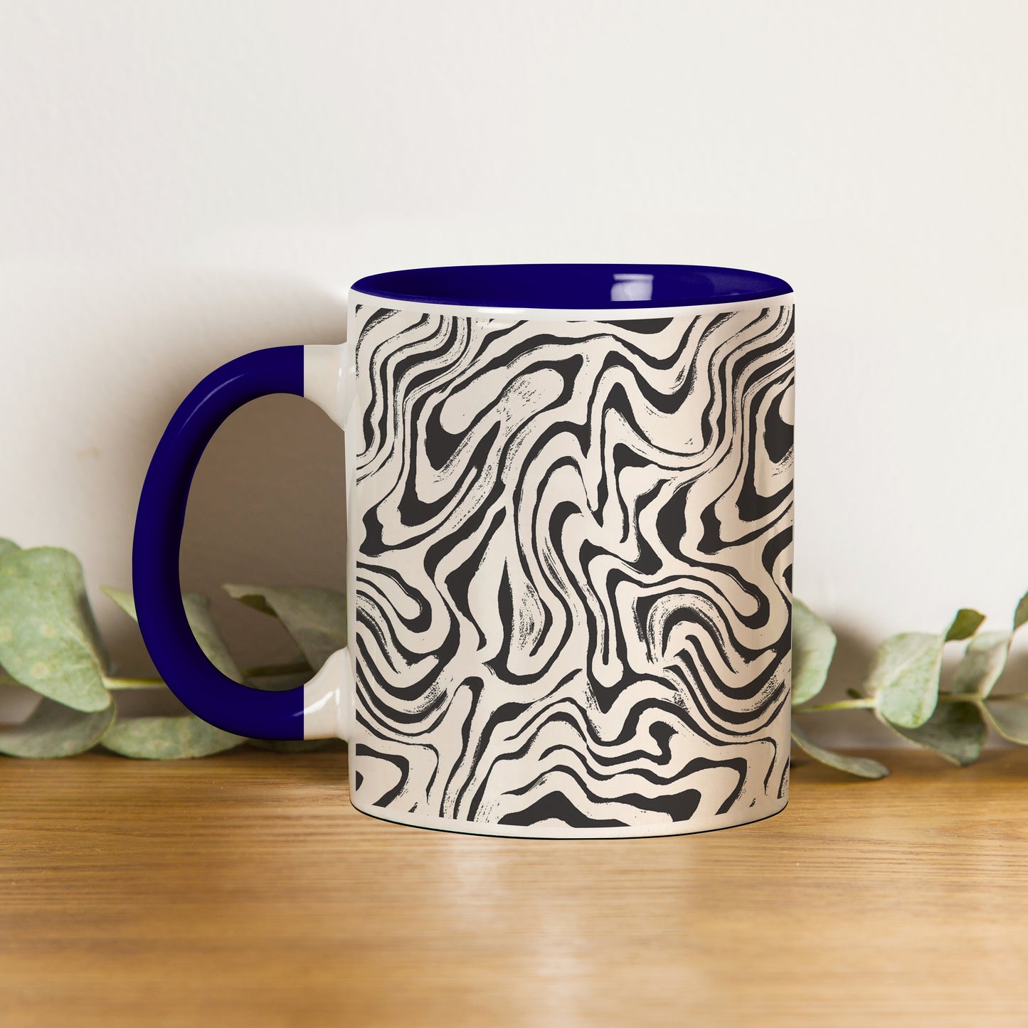 Curated pattern design Pattern Dark Blue Handle 330 ml Coffee Mug