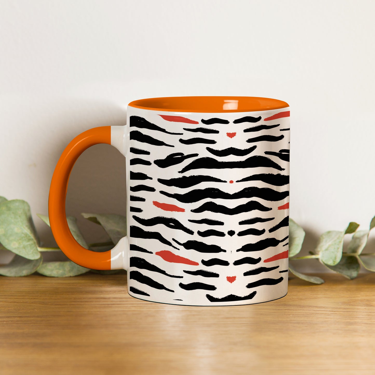 Tiger skin pattern design Orange Handle 330 ml Coffee Mug