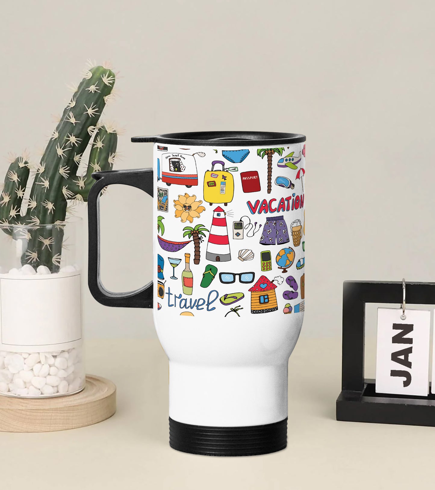 Seamless vector tropical vacation and travel pattern Printed 350ML Travel MUG