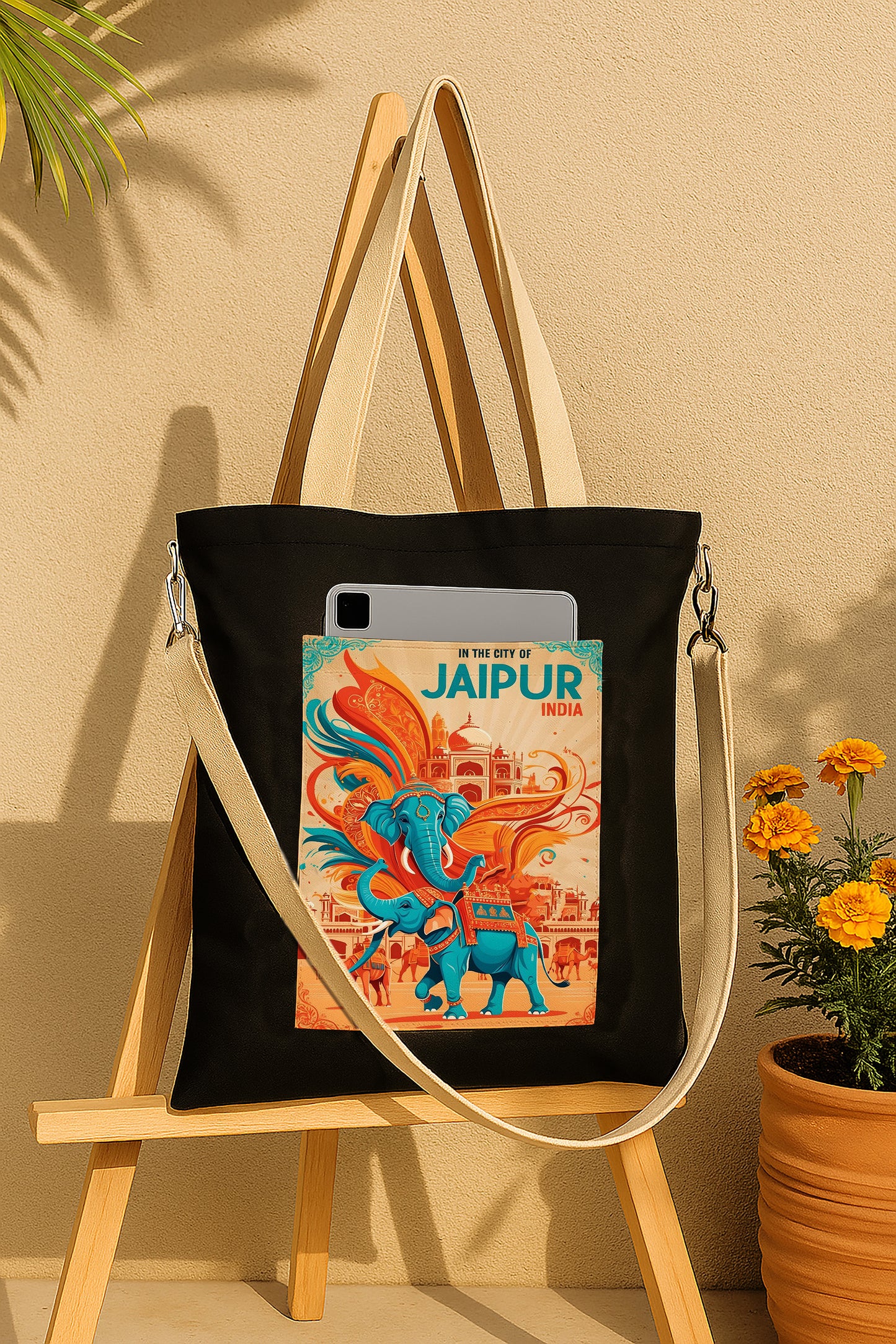 Jaipur Printed Women's Girls Cross Body Sling Bag with Extra Front Pocket, College Bag for Girls, Tote Bag for Shopping,Travel