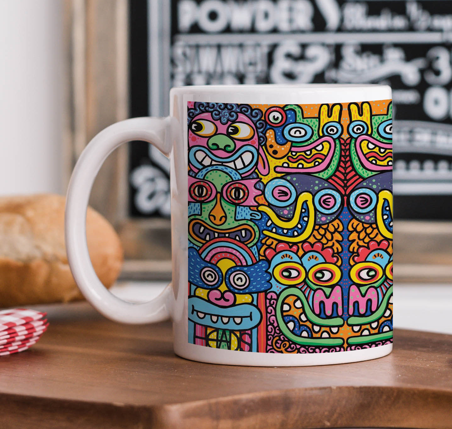 Doodle Art Illustration Mug and Keychain Combo 330 ml Coffee Mug