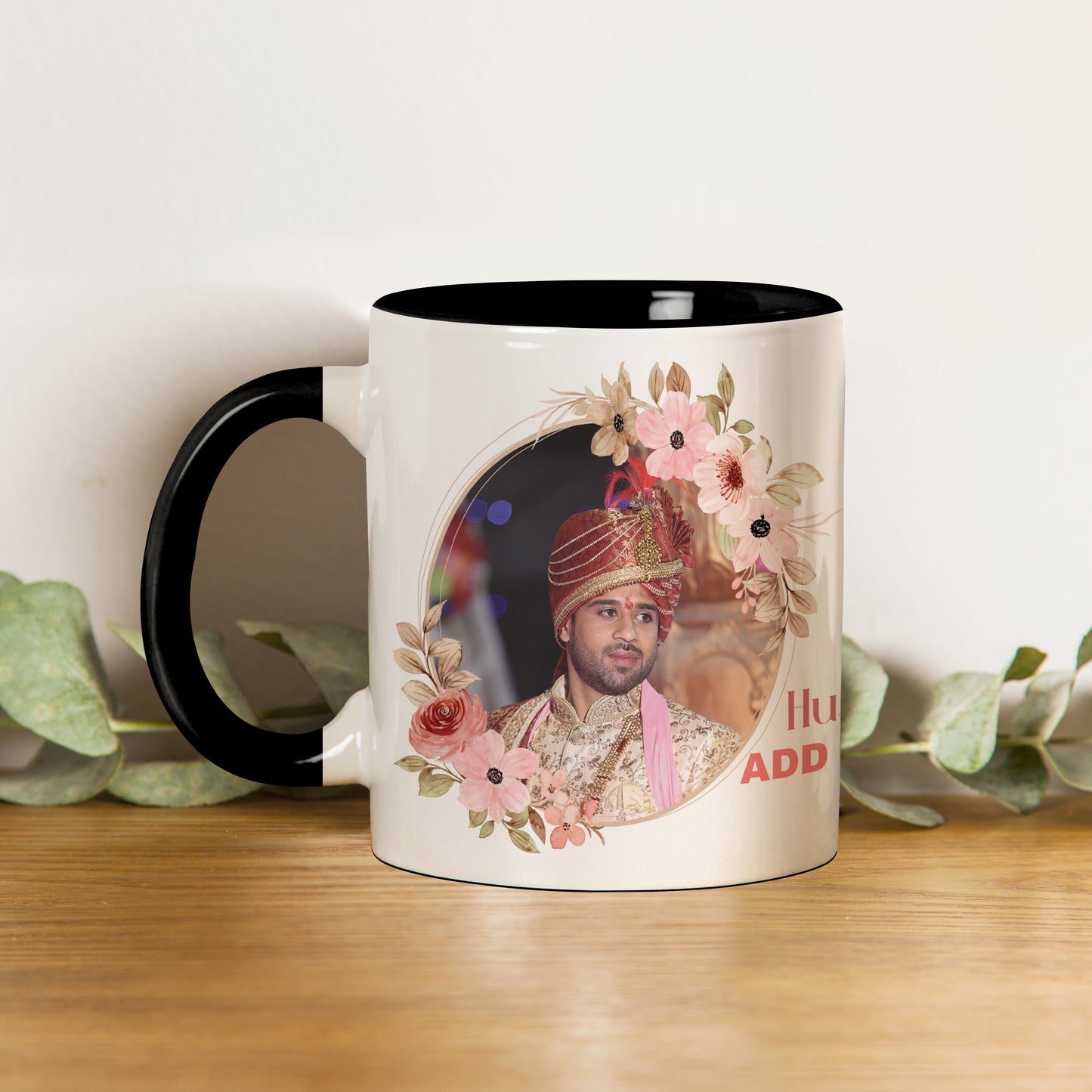 Best Couple Customized Add Two Photos Black Handle 330 ml Coffee Mug