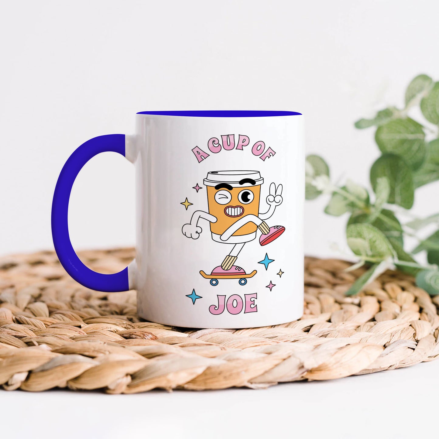 A Cup of Joe design Dark Blue Handle 330 ml Coffee Mug
