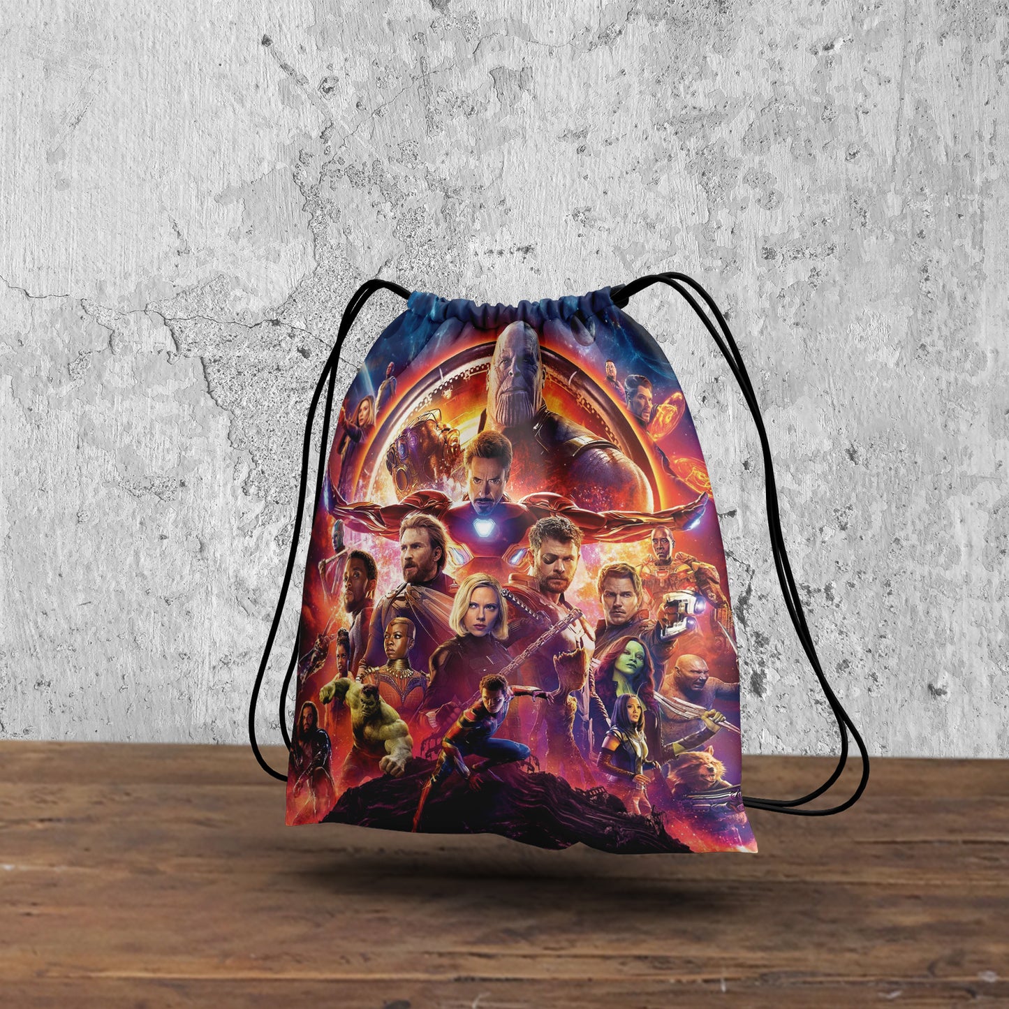 Avengers Infinity War Pattern Polyester String Backpack Bags for kids for Gym, Yoga, Tuition ,Beach Bag for 4-10 year boys and girls