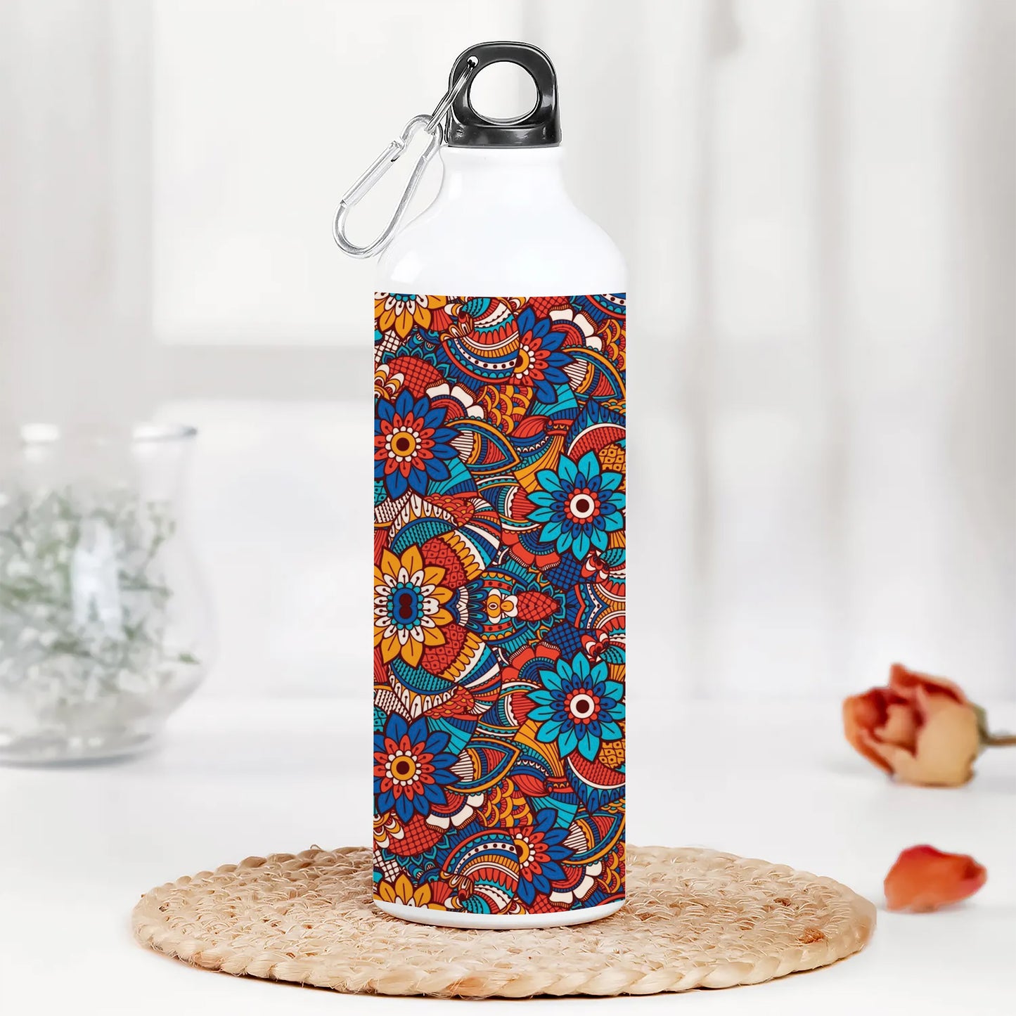 Hand drawn floral elements colorful ethnic seamless pattern Printed Normal Sipper Water Bottle 750 ml For Gym, Yoga, Kids, Boys, Girls, Brother, Sister, Babies, Baby, Workout, Adults