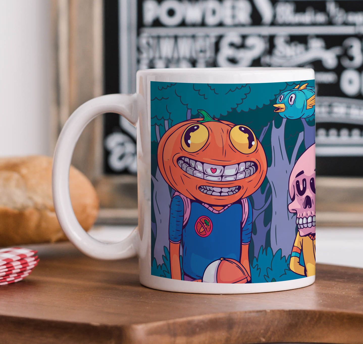 Spooky Art Mug and Keychain Combo 330 ml Coffee Mug