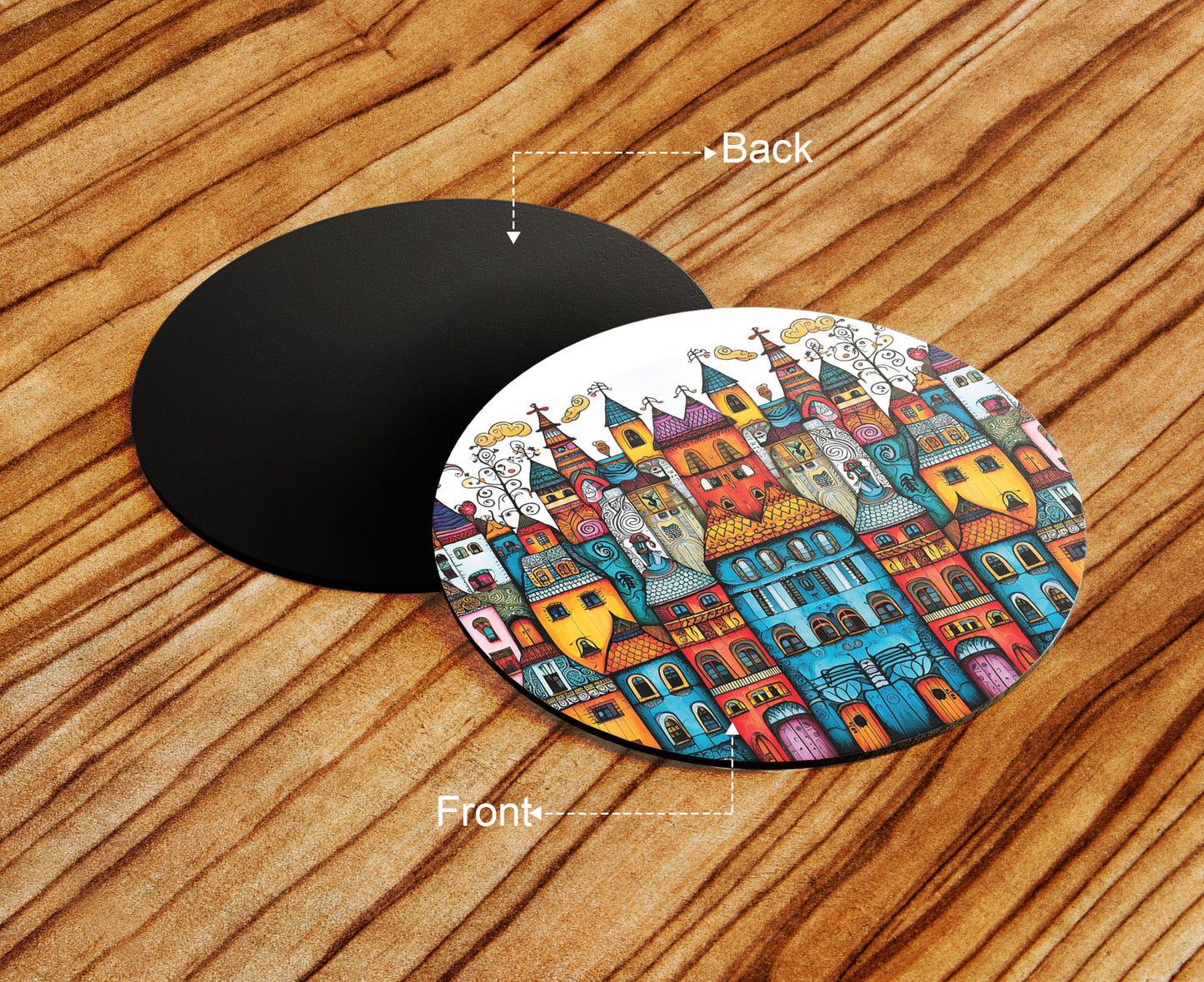 Folk art illustrator Combo Mugs and Coaster(Set of 2 Mugs and 2 coasters) 330 ml Coffee Mug