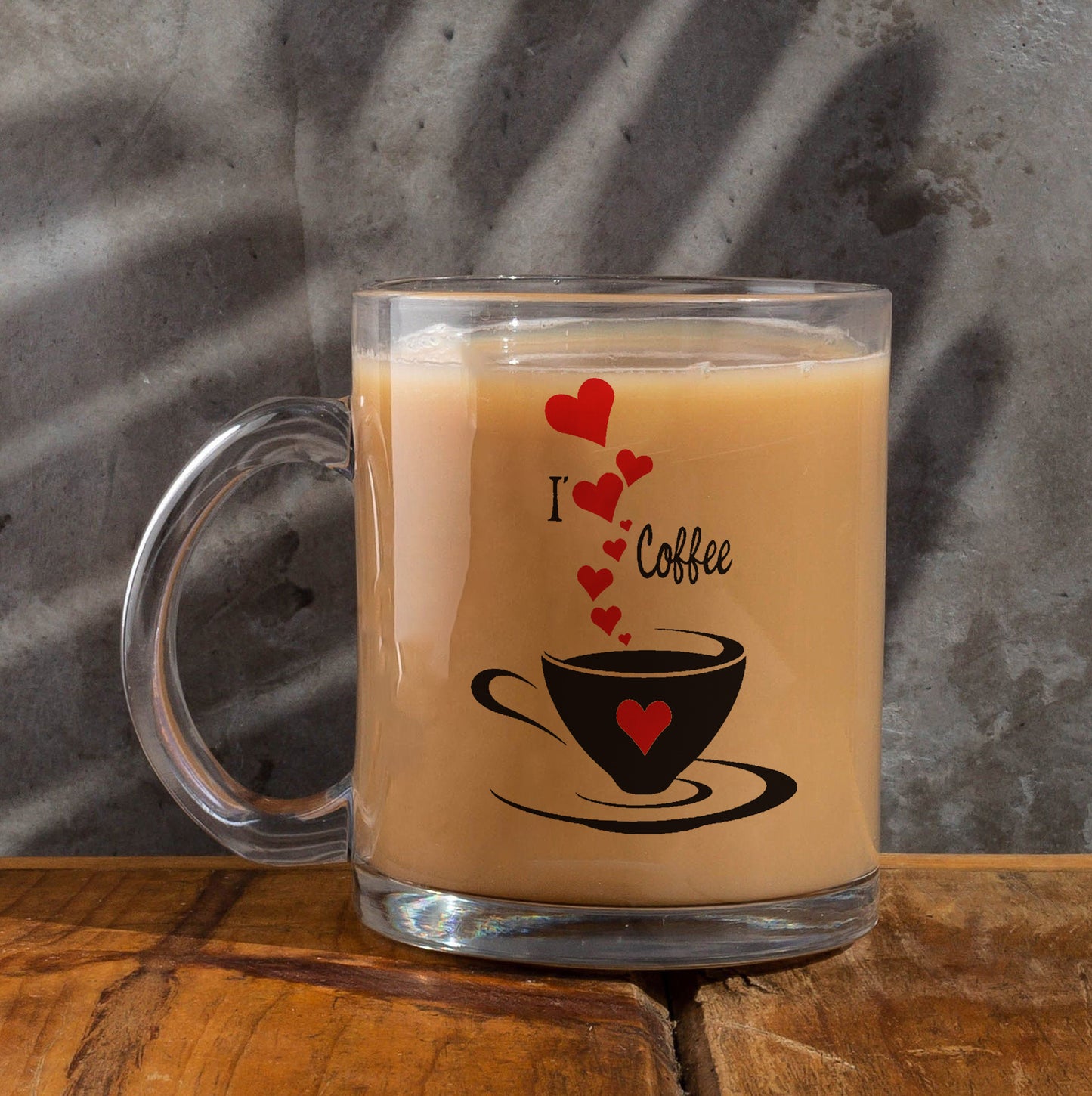I love Coffee Printed Glass Mug