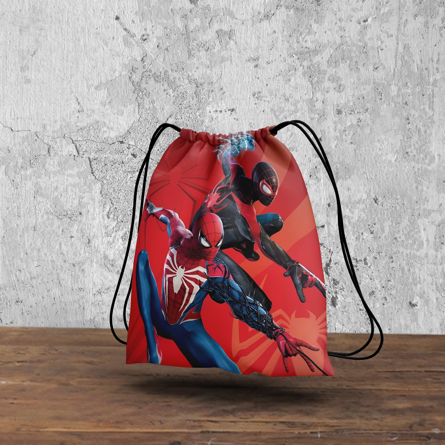 Original and Black Spiderman Pattern Polyester String Backpack Bags for kids for Gym, Yoga, Tuition ,Beach Bag for 4-10 year boys and girls