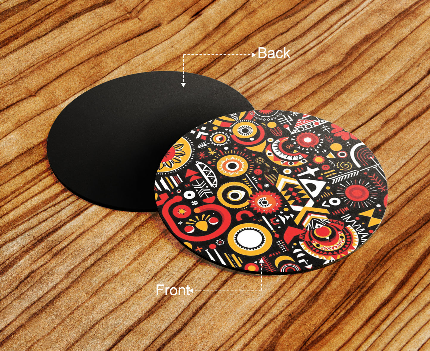 Bold Abstract Geometric Art Combo Mugs and Coaster(Set of 2 Mugs and 2 coasters) 330 ml Full Black Coffee Mug