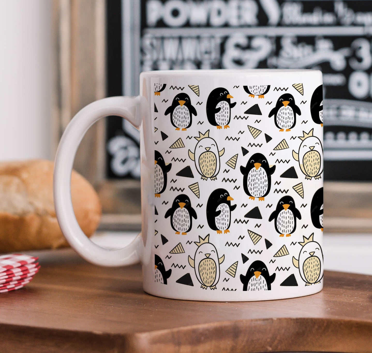 Hand drawn penguin doodle pattern White 330 ml Coffee Mug