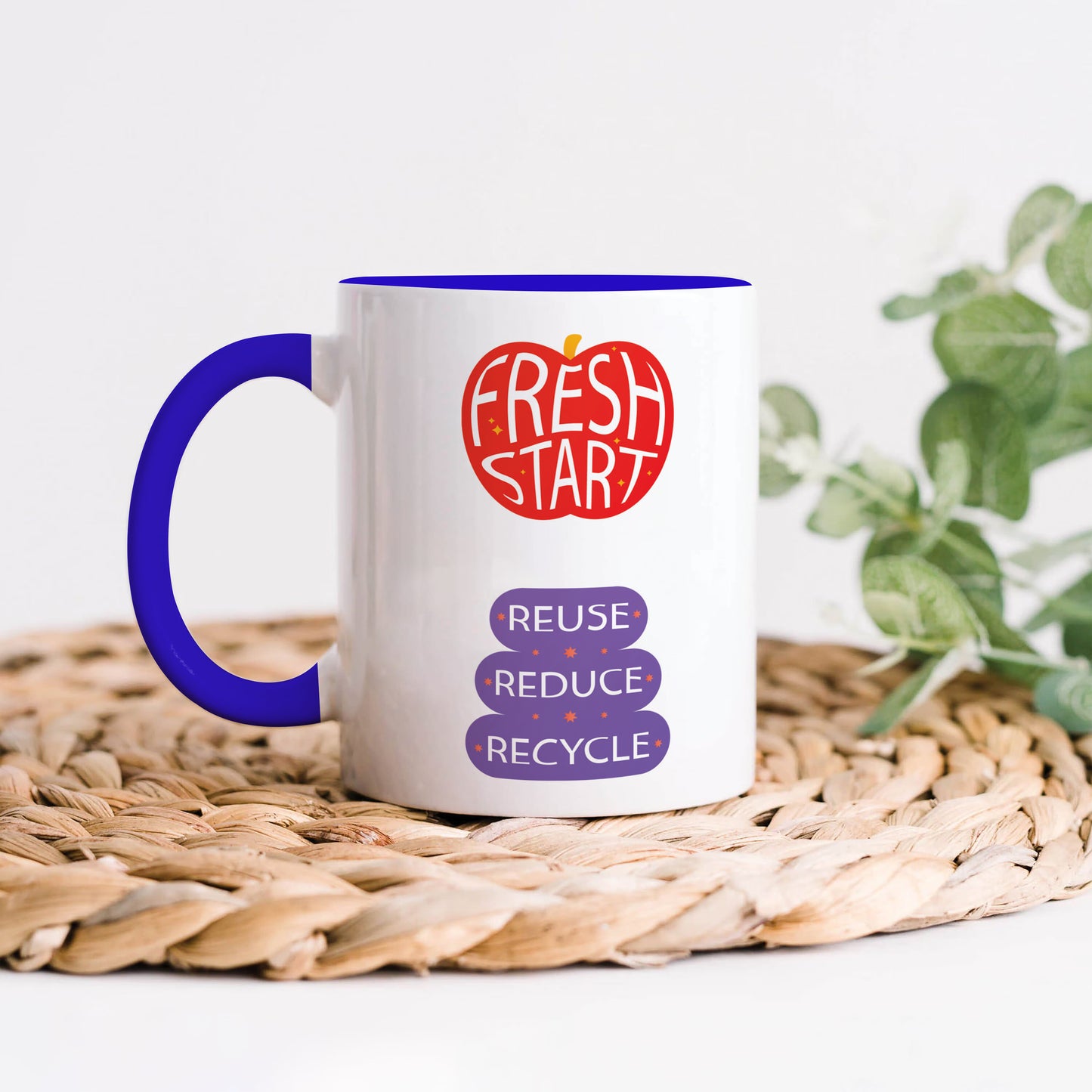Flat design retro sticker collection Dark Blue Handle 330 ml Coffee Mug