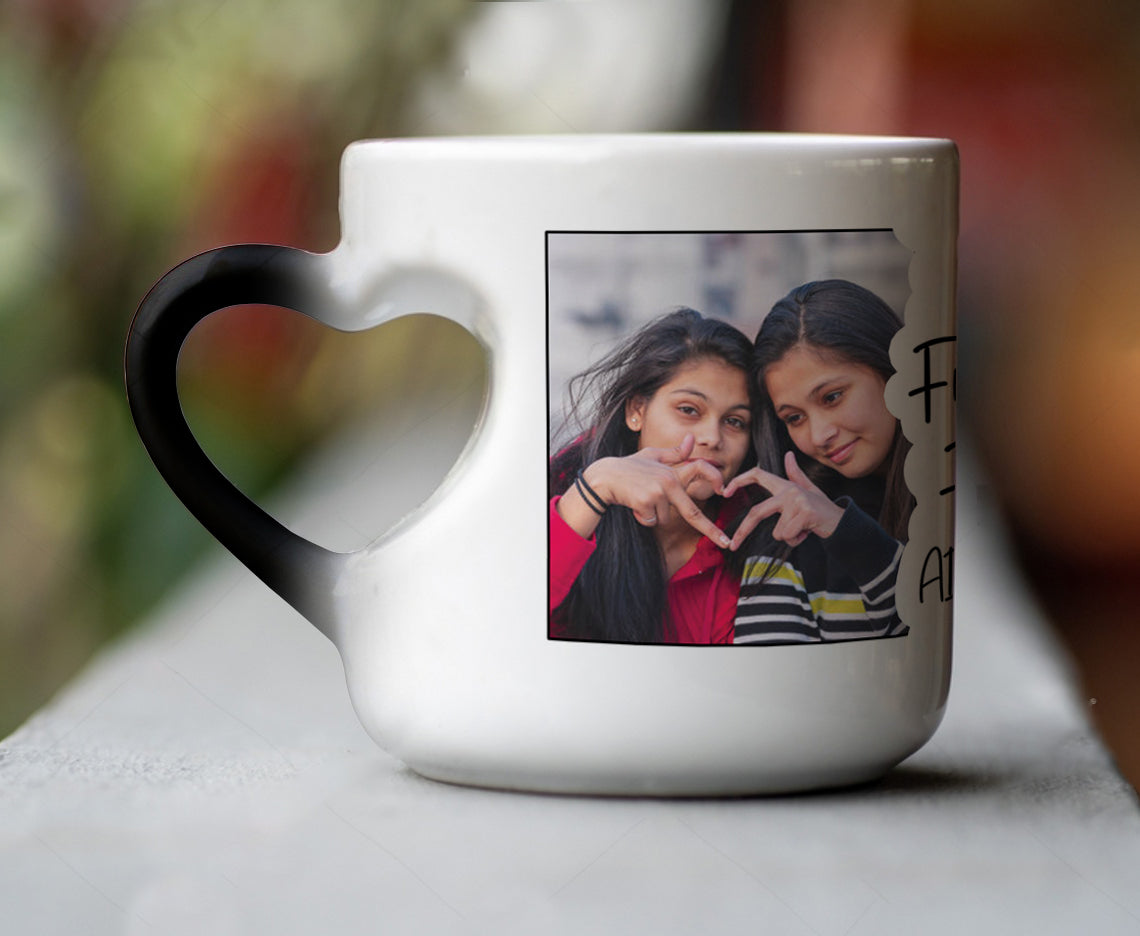 Best Friend forever personailzed two photos inner heart cut magic mug 330 ml Coffee Mug