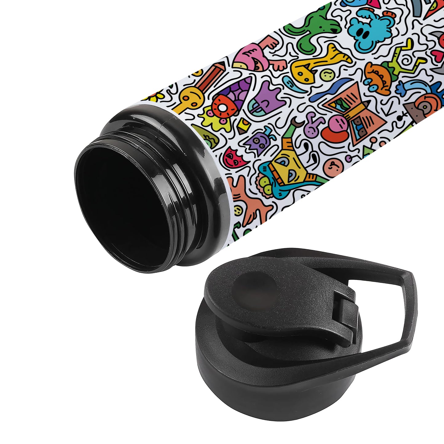 Cute colorful doodle pattern Printed Eagle Shape Water Bottle 750 ml For Gym, Yoga, Kids, Boys, Girls, Brother, Sister, Babies, Baby, Workout, Adults