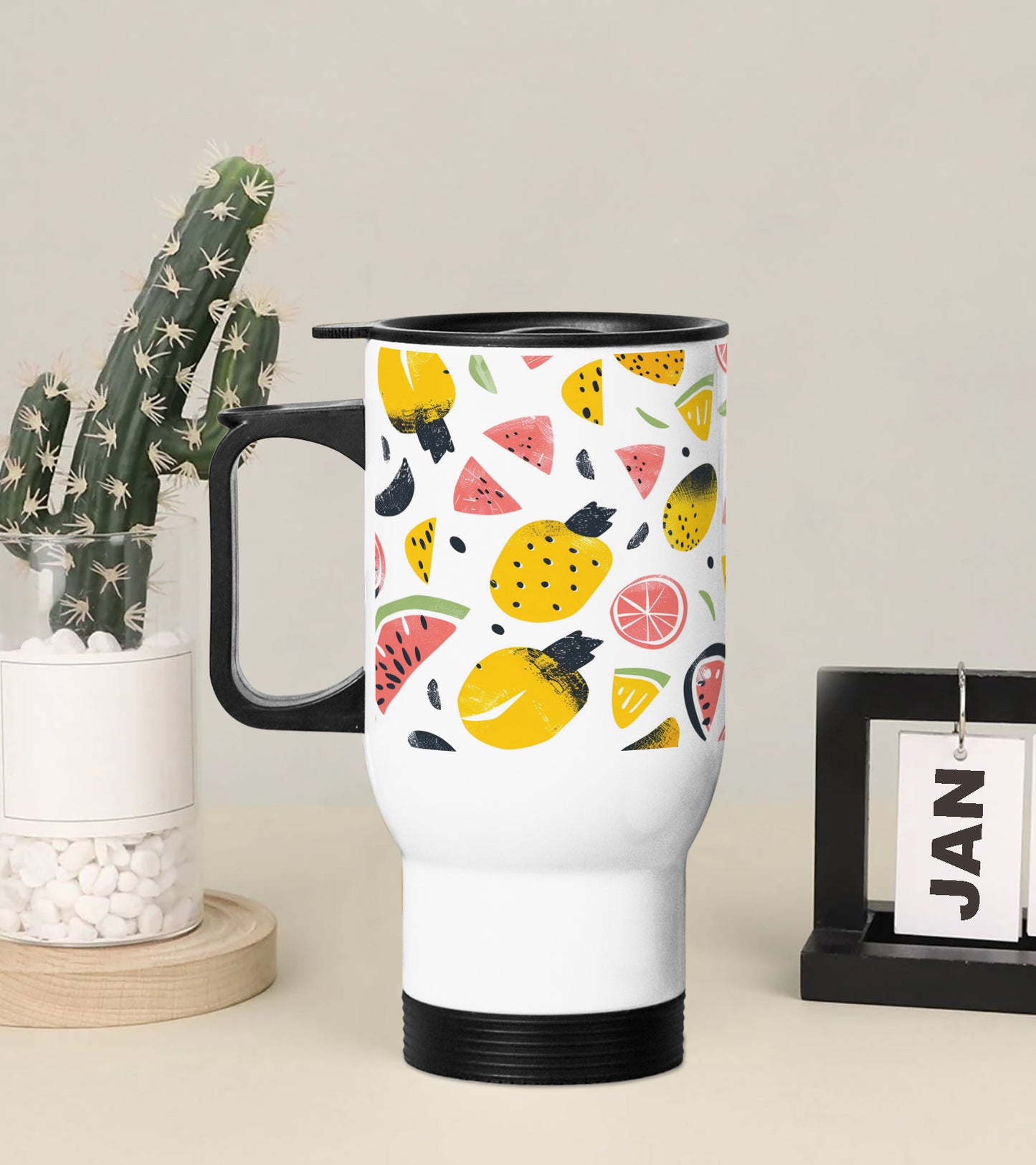 Fruit pattern Printed 350ML Travel MUG
