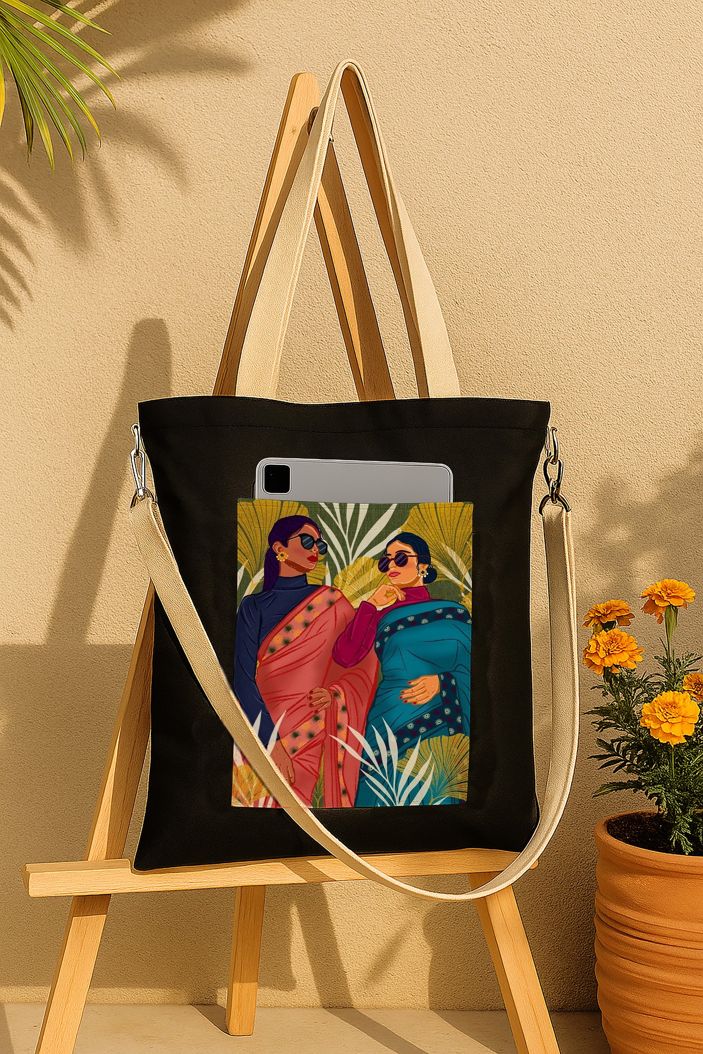 Woman 2 Printed Women's Girls Cross Body Sling Bag with Extra Front Pocket, College Bag for Girls, Tote Bag for Shopping,Travel