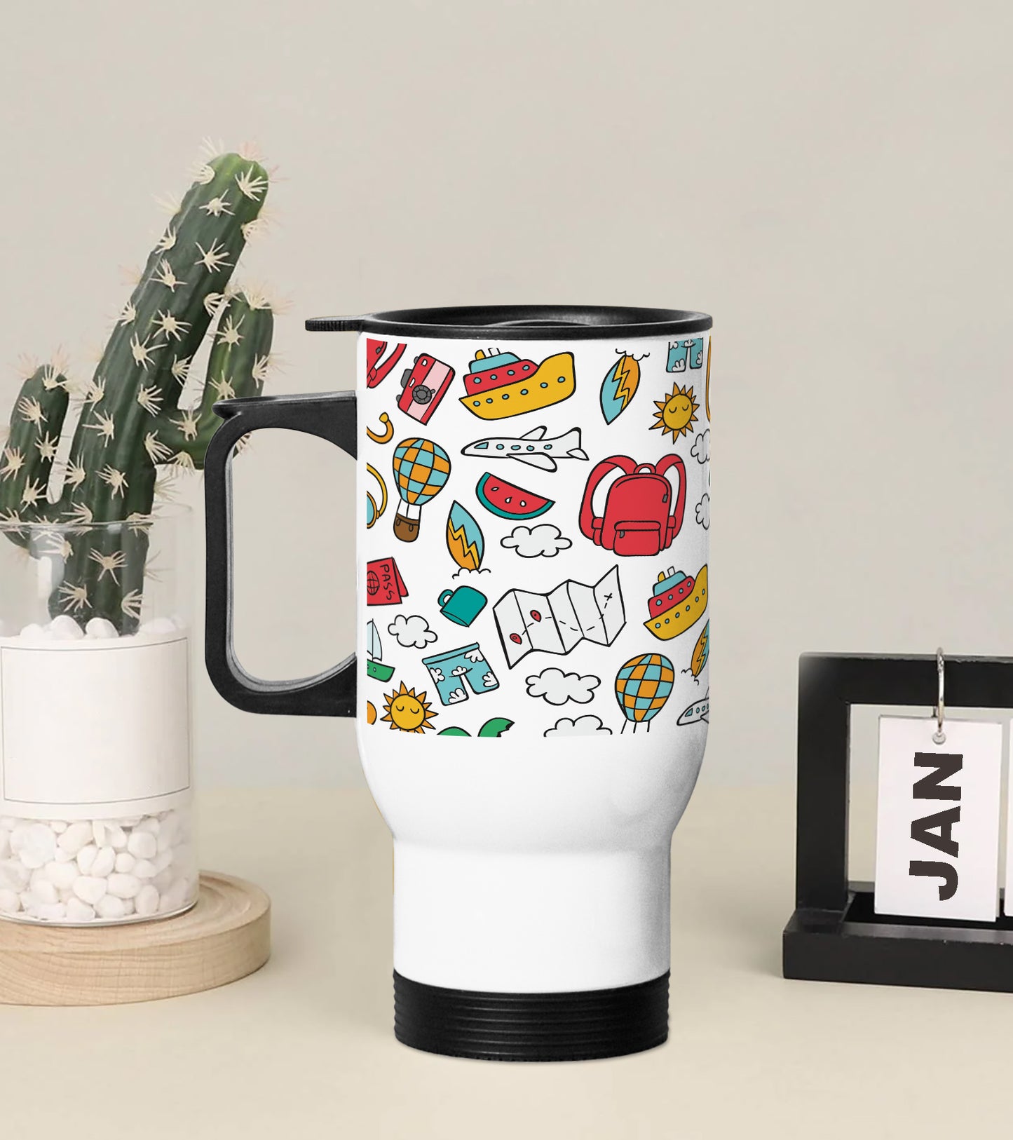 Creative travel concept doodle art Printed 350ML Travel MUG