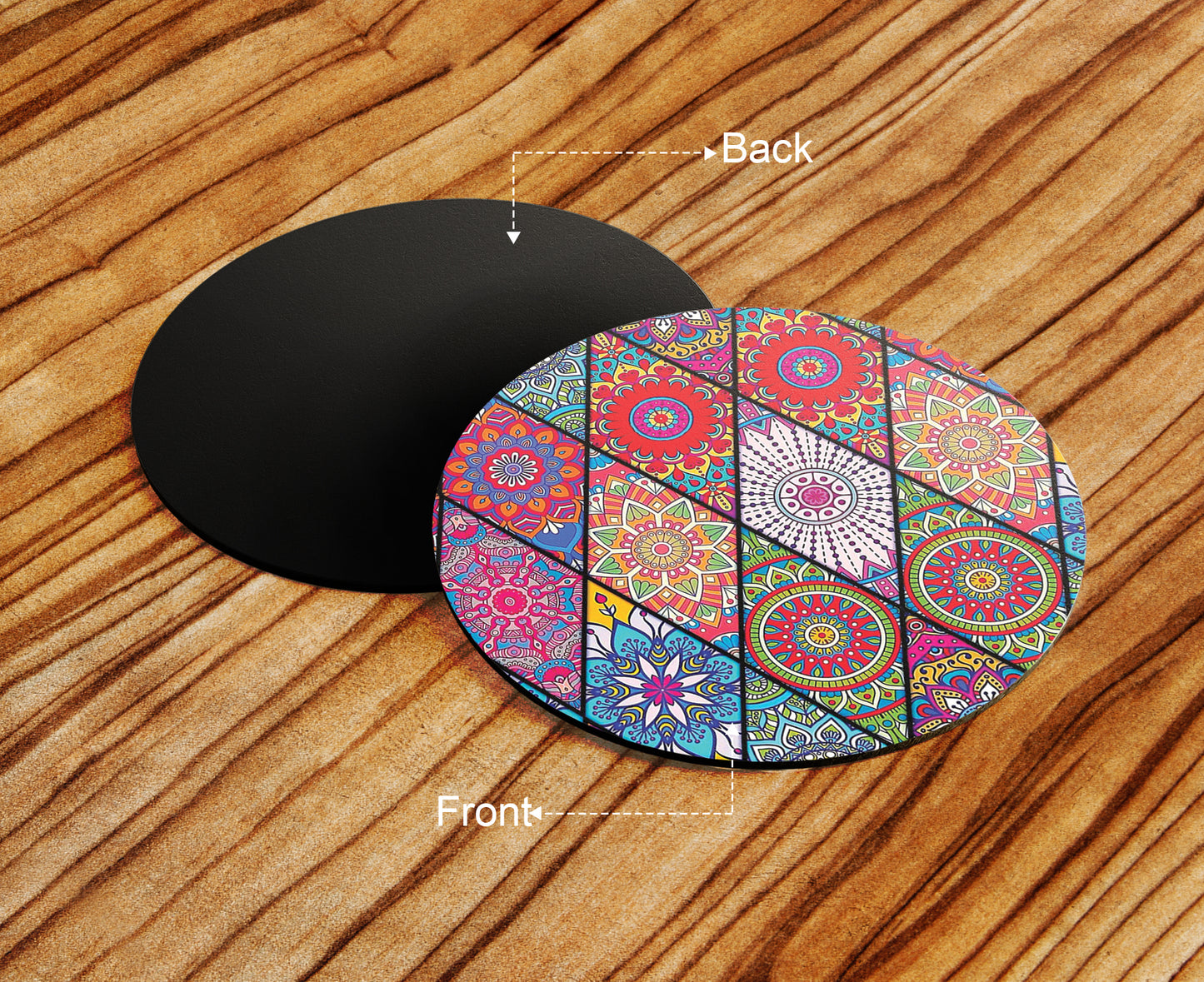 Colorful Floral Seamless Pattern Combo Mugs and Coaster(Set of 2 Mugs and 2 coasters) 330 ml Full Black Coffee Mug