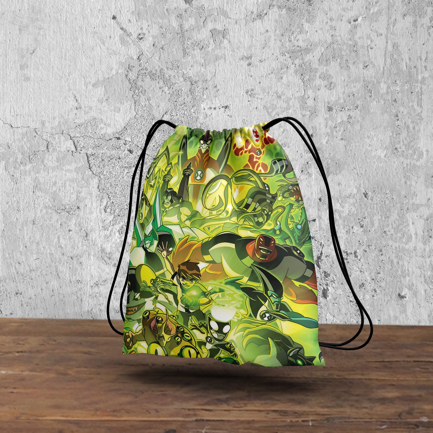 Ben 10 Original Pattern Polyester String Backpack Bags for kids for Gym, Yoga, Tuition ,Beach Bag for 4-10 year boys and girls